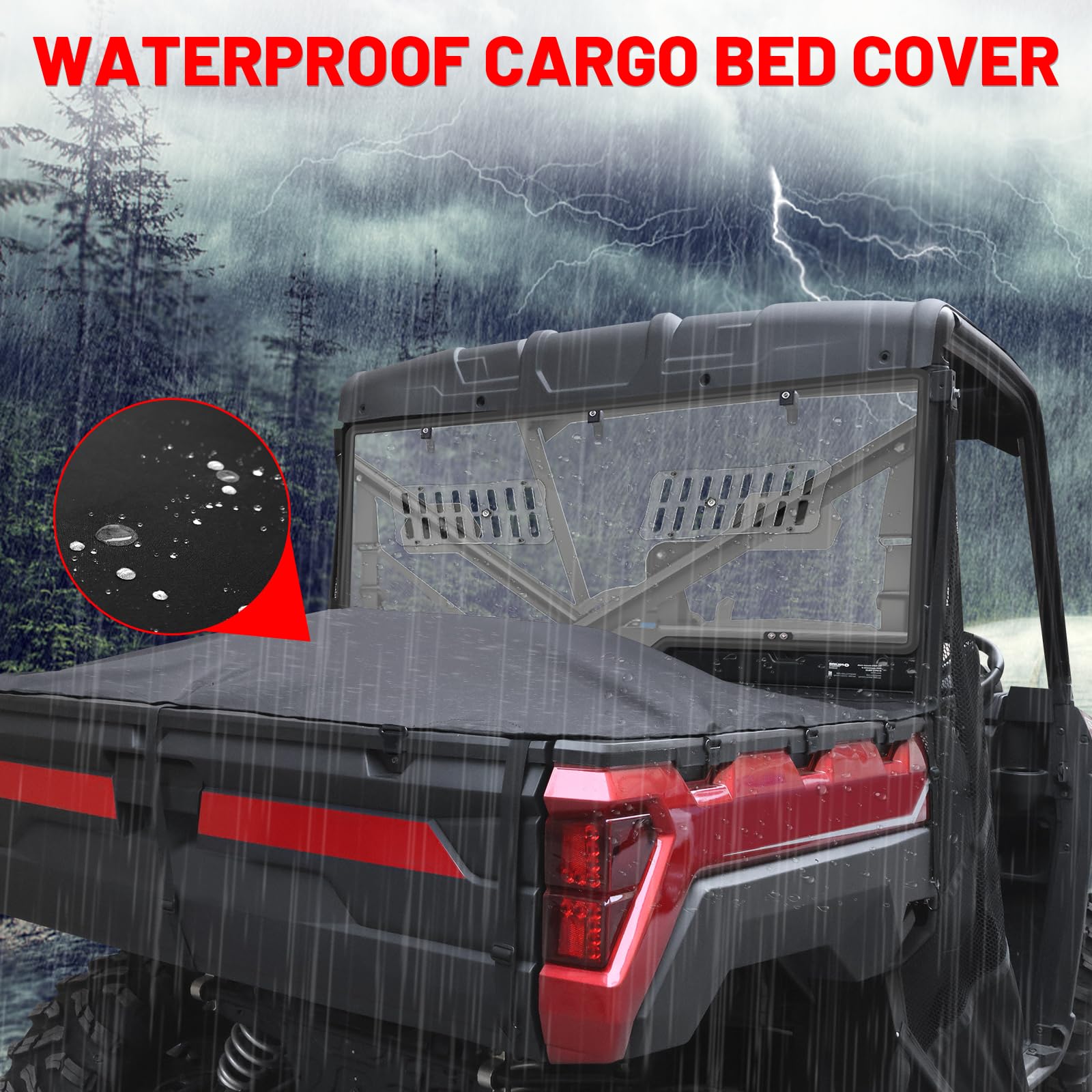 StarknightMT Funda para cama de carga, duradera, ajustable, impermeable, compatible con Polaris Ranger XP 1000/Crew 2020-2023, Ranger XP 900/Crew 2013-2019, Ranger XP 570/Crew 2016 Tonneau Cargo Cover