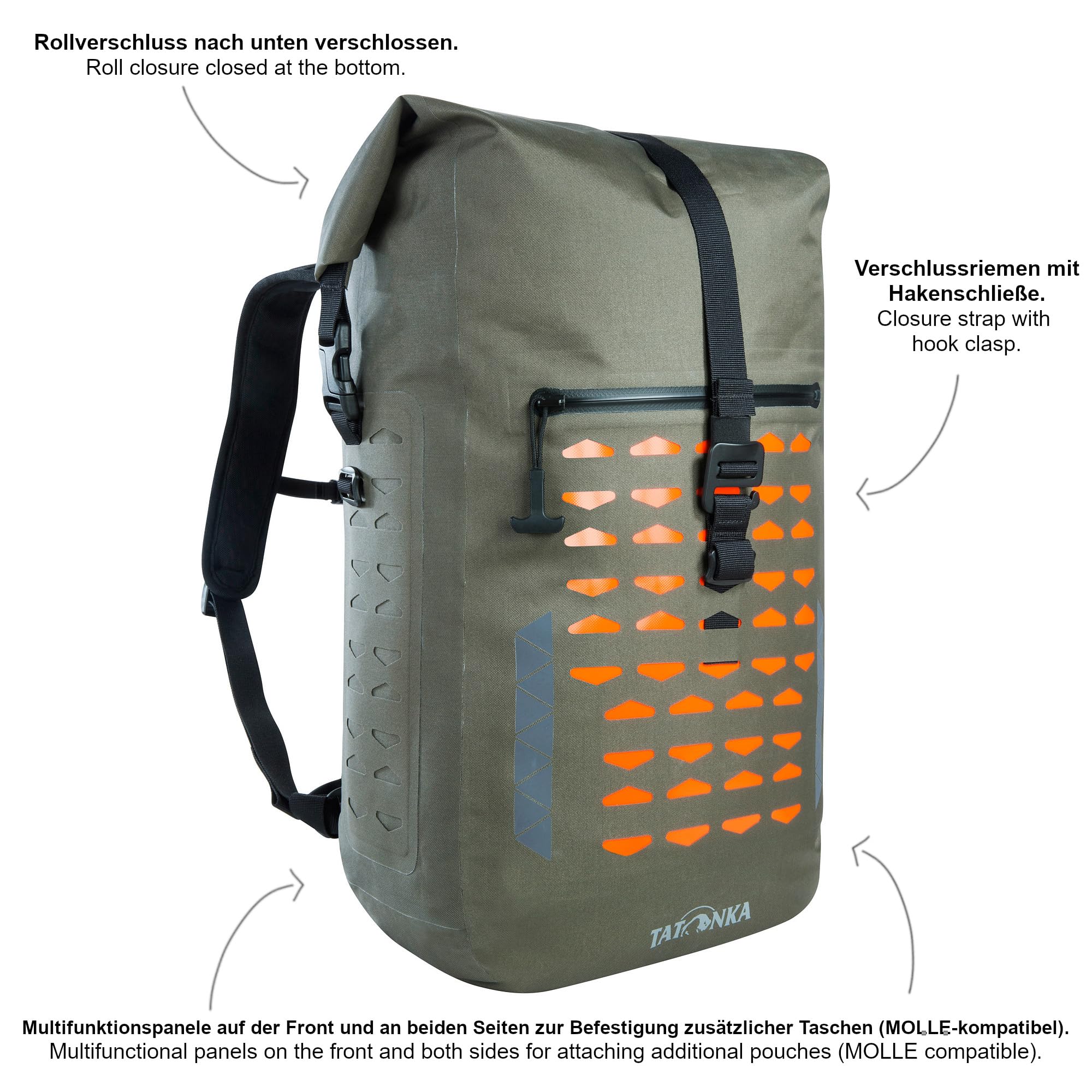 Tatonka Commuter Rolltop 30 WP - Wasserdichter Rolltoprucksack für ein Notebook, MOLLE-System, 30 Liter
