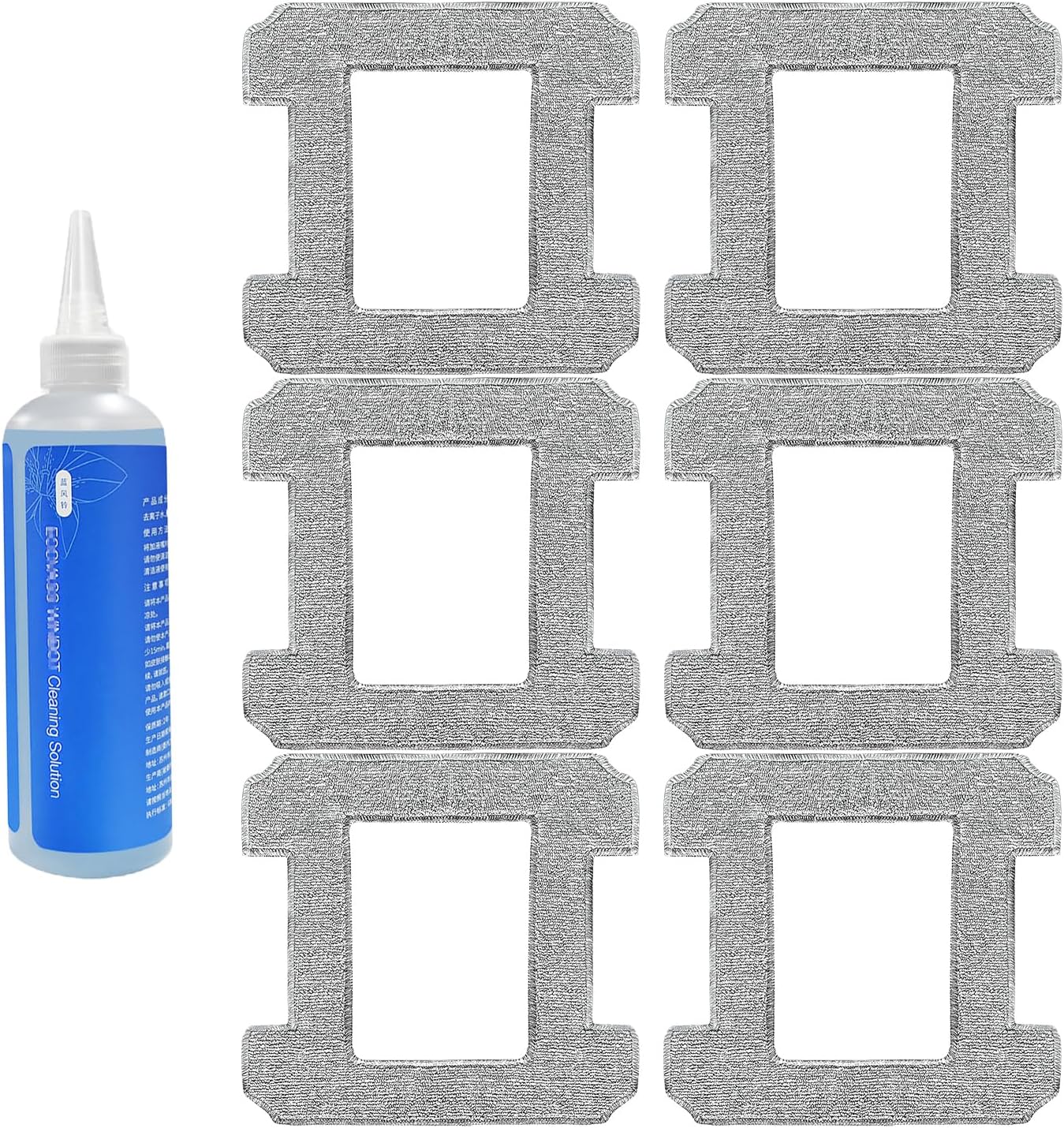 6 Washable Mopping Pads and 230ml Window Cleaning Solution Compatible With Ecovacs WINBOT W2 Series, W1 Series (W2 PRO OMNI, W2 PRO, W2 OMNI, W1, W1 Pro, W1S), Window Cleaning Robot Accessories