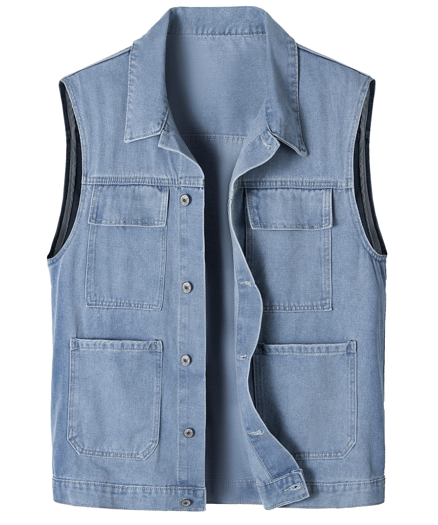 Gilet di Jeans da Uomo Senza Maniche Giacca Giubbotto Denim Retro Vintage Capispalla Streetwear alla Moda in Stile Casual Giacca da Moto Fotografia Caccia Giubbino da Lavoro