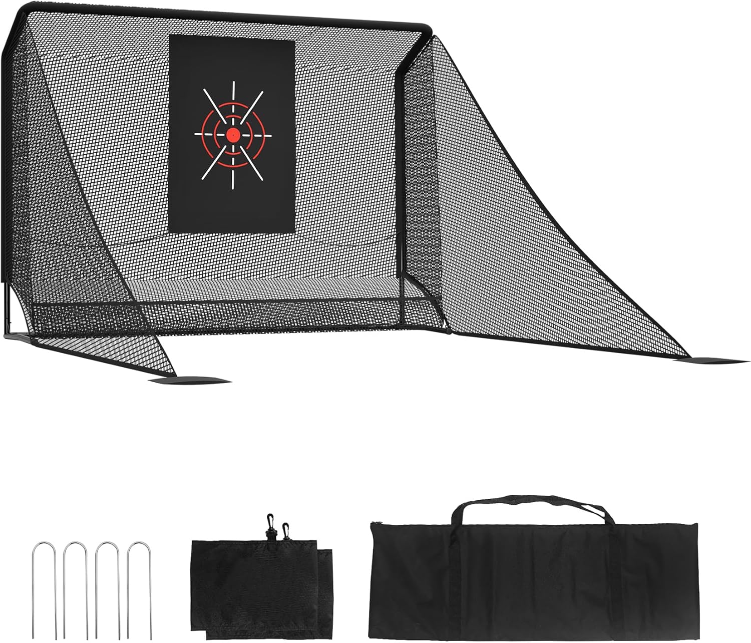 10x7ft Golf Net for Backyard Driving Real Golf Balls, Sturdy Practice Screen with Side Barriers, Hitting Systems and Mat Set, Garage Simulator Cage, Ideal Father's Gift, Black