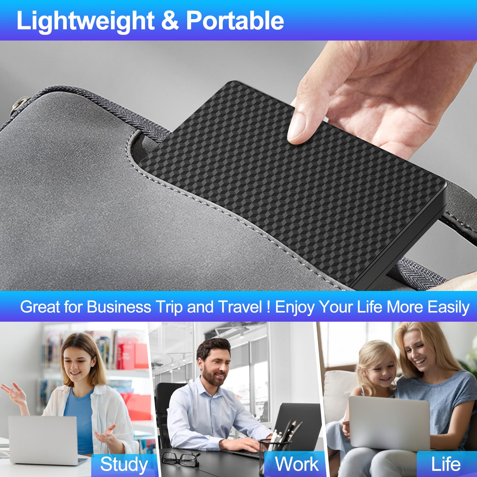 Guamar Lecteur CD DVD externe : graveur USB-C fin et portable pour ordinateur portable, PC, MacBook, Mac Windows 11/10 avec fente SD/TF/2 ports USB, transfert de données rapide – Plug & Play (noir)