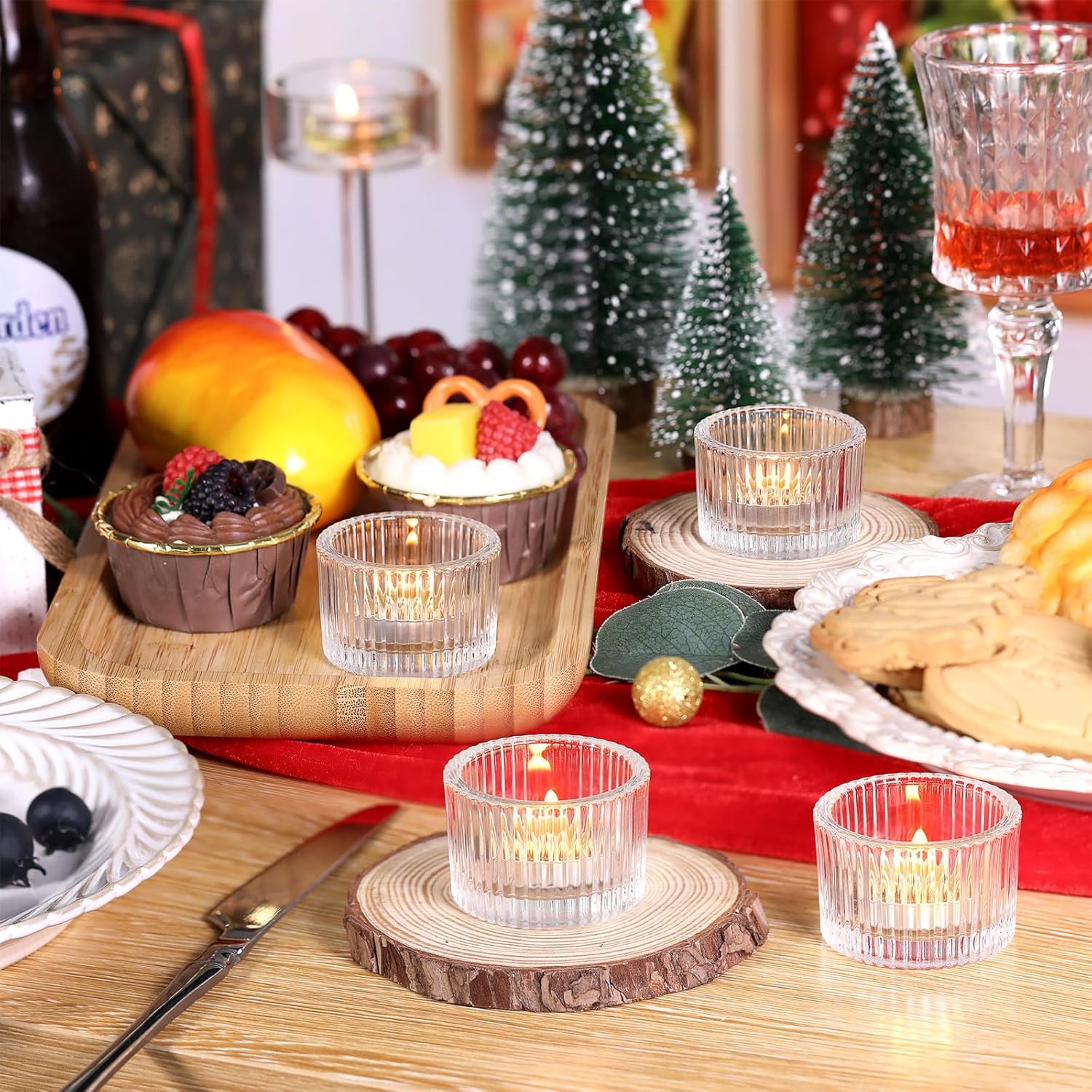 Clear Glass Tealight Candle Holders Set of 12