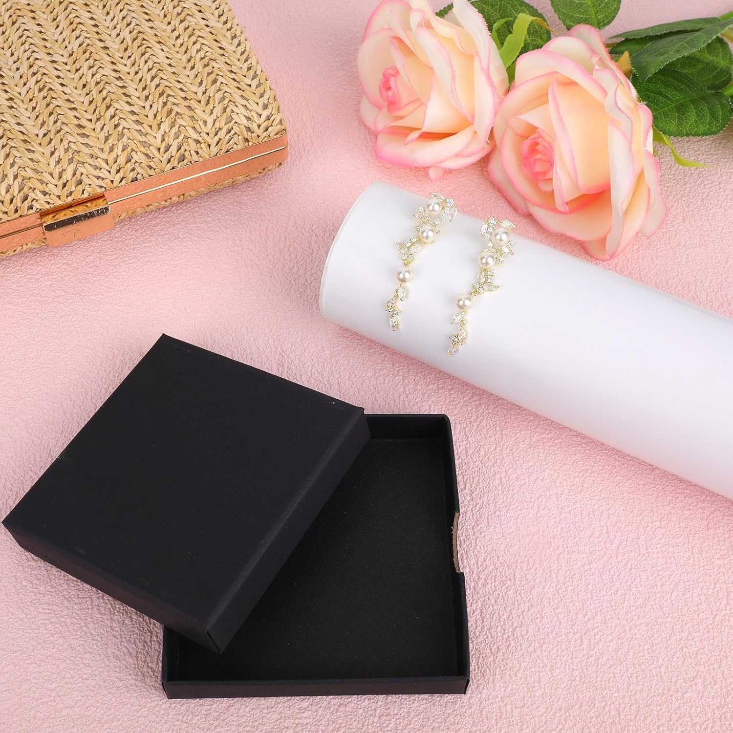 Long Dangle Pearl Earrings, Rhinestone CZ Leaf Butterfly Pearl Dangle Earrings Elegant Bridal Wedding Prom Jewelry Fashion Accessories for Women - Image 3