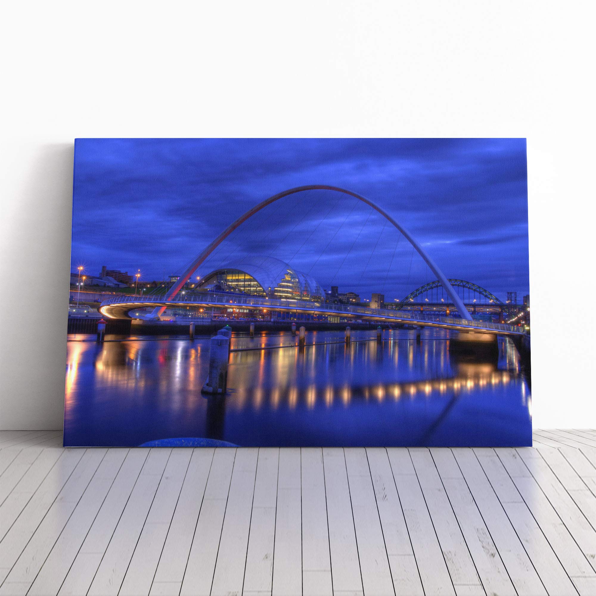 Millennium Bridge Newcastle Vol.2 Canvas Print | Gallery Wrapped 30mm Frame Wall Art | 30x20 inches | Ready to Hang | Modern Cityscape Picture | Living Room Bedroom Lounge Office