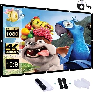 TORABOW 120 inch Projection Screen 16:9 HD Foldable and Portable Anti-Crease Indoor Outdoor Projection Double Sided Video Projector Screen for Classroom,Party,Home, Office