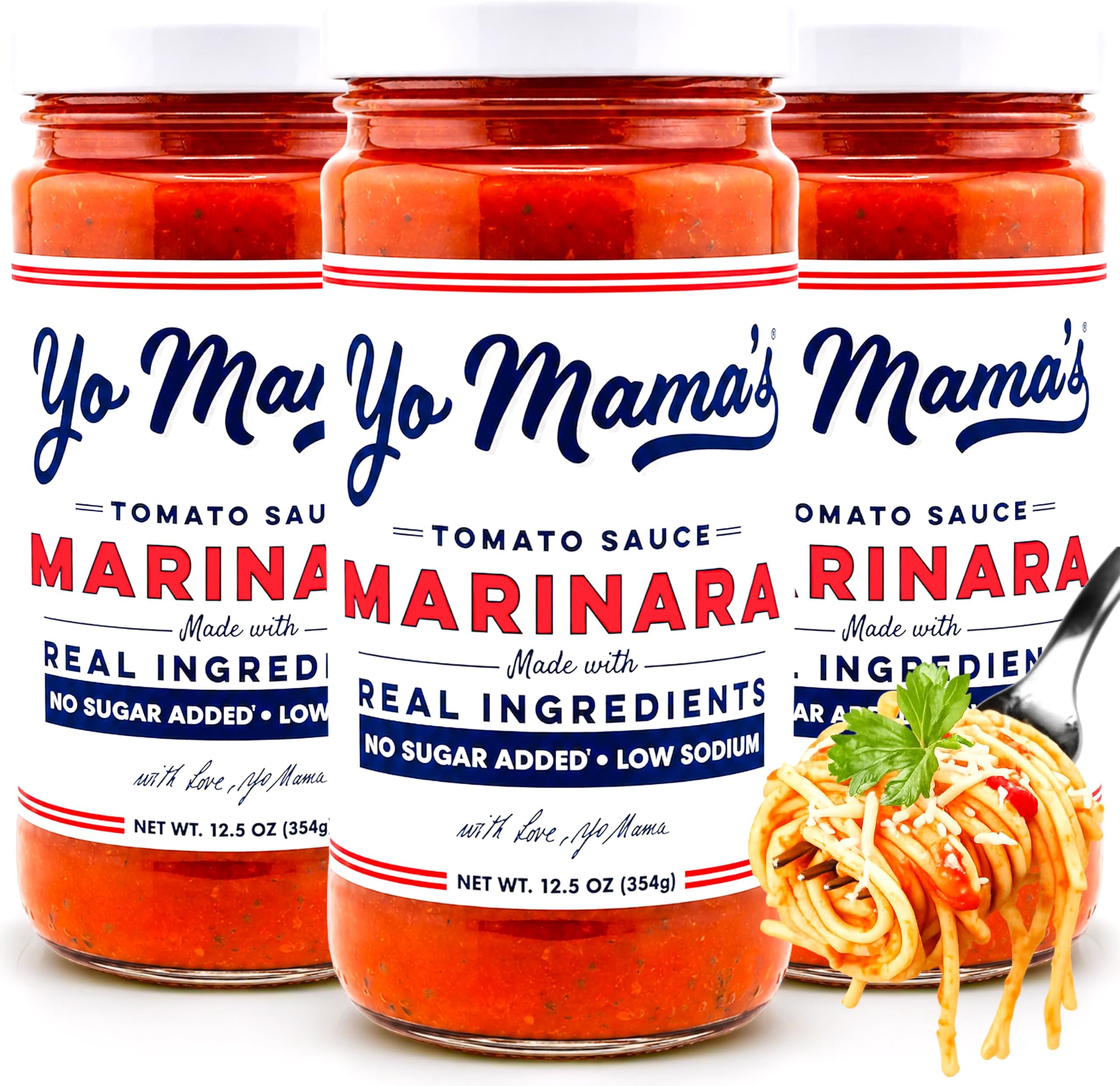 Yo Mama's Foods Yo Mama's Foods Keto Marinara Pasta Sauce - (3) 12.5 Ounce Jars - No Sugar Added, Low Carb, Low Sodium, Gluten Free, Paleo Friendly, and Made with Fresh, Non-GMO Tomatoes