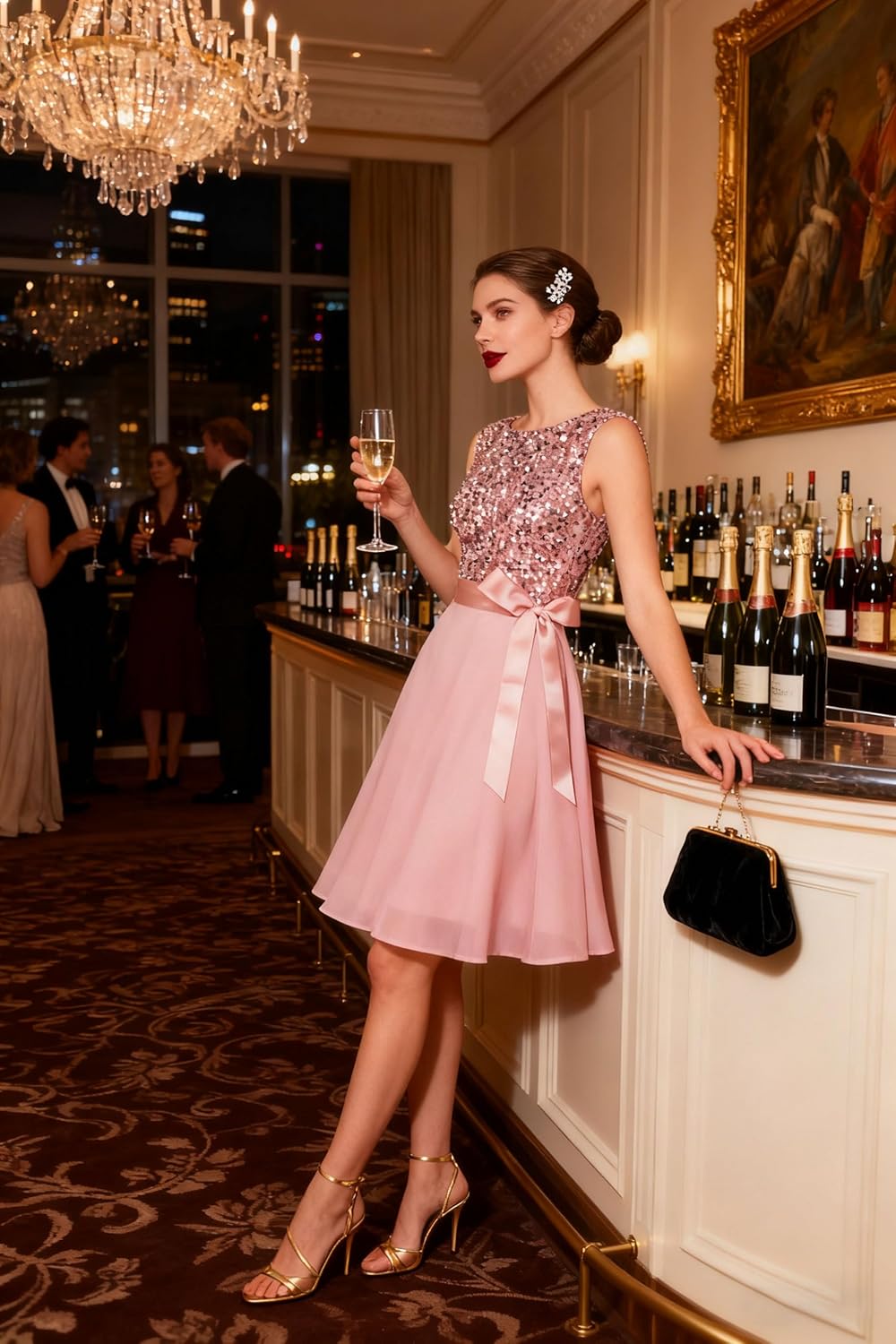 Hanpceirs Women's Boatneck Sleeveless Prom Wedding Guest Bridesmaid Dresses Cocktail Dress - Image 3