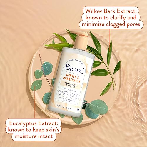 Miniatura 4 de Biore - Limpiador facial suave y transpirable para acné, limpiador facial suave para pieles sensibles y propensas al acné, impregnado con extracto