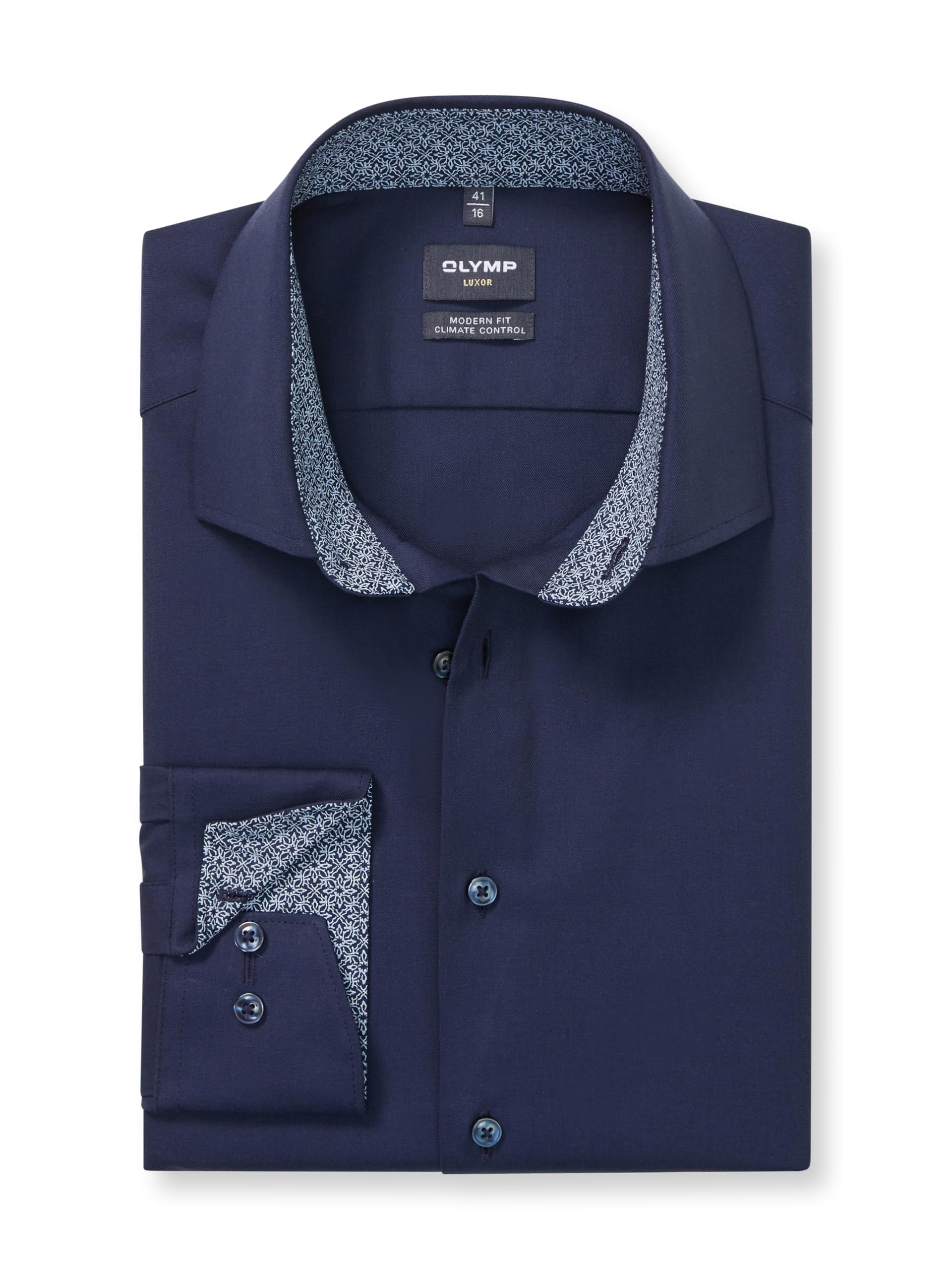 OLYMP Men's Long-Sleeved Shirt Luxor 24/Seven, Twill, 465 Modern Fit 20.19 Global Kent, Marine 18, 47 Große Größen
