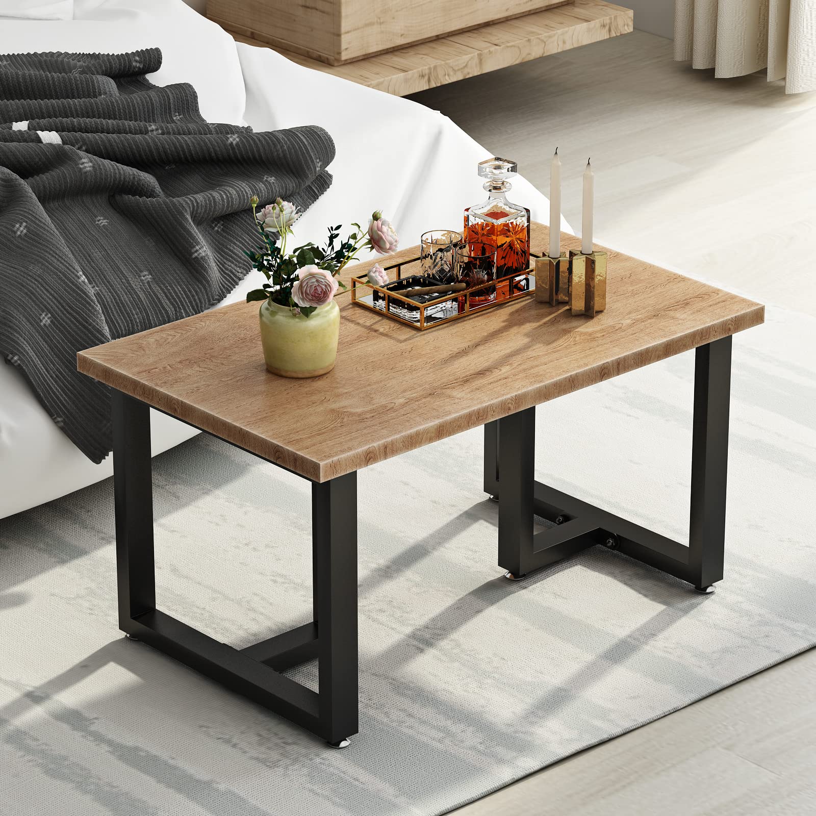 HOMEKAYT Metal Coffee Table Legs 16''x 11'' - Heavy Duty for Bench, TV Stand - Set of 2 - Black 2