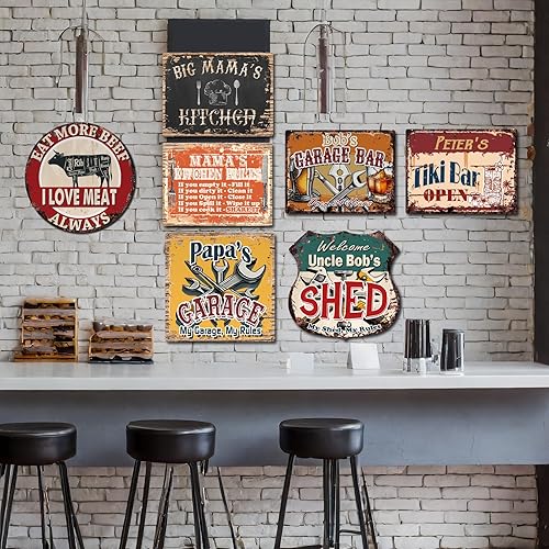 Miniatura 3 de NAME'S Your Text Here - Tazas de posavasos con letrero personalizado, estilo rústico, vintage, retro, cocina, bar, pub, cafetería, 9 x 12 pulgadas,