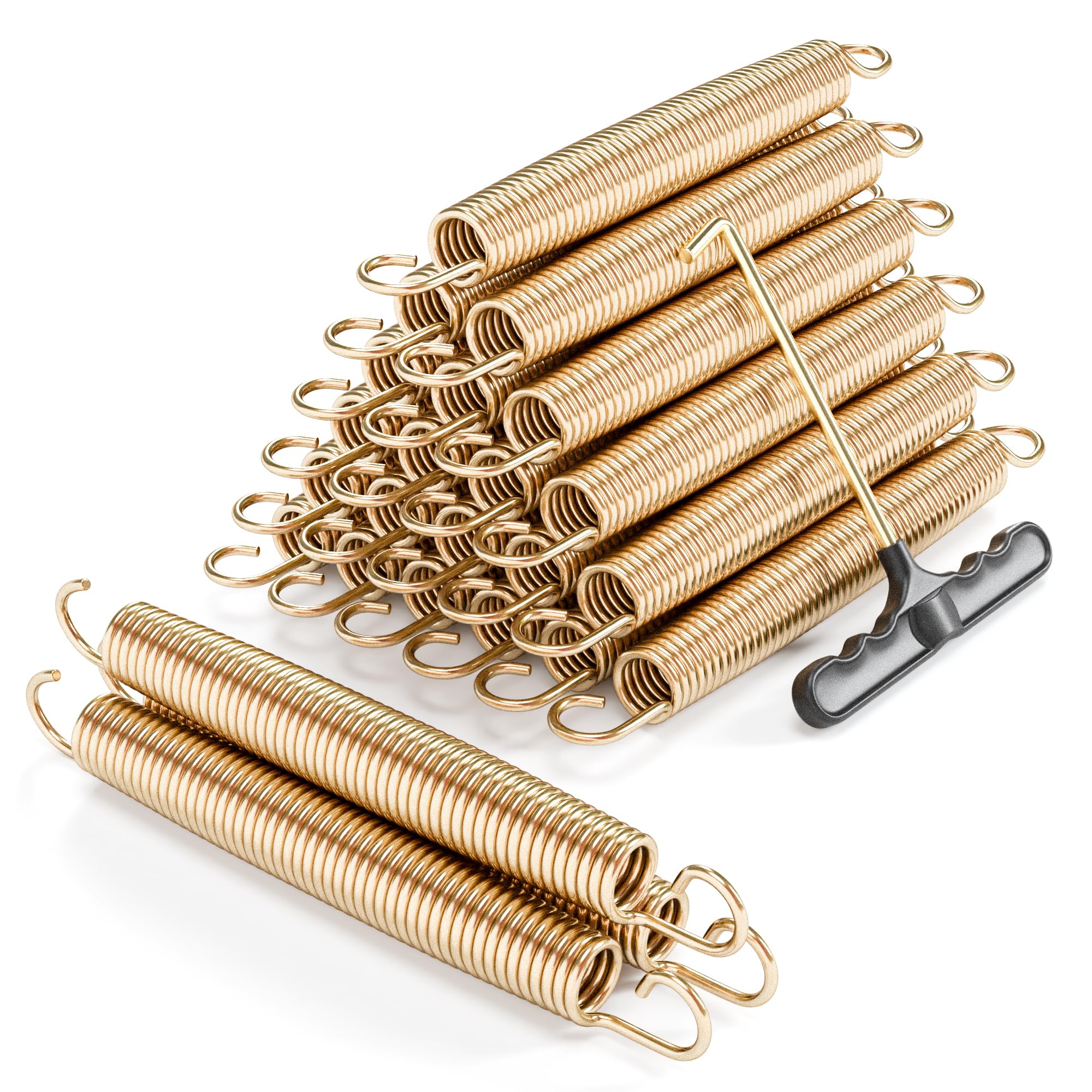 YONSIN 8.5 Inch Trampoline Springs Heavy Duty with Swivel & Straight Hooks, Stainless Steel Trampoline Accessories Ideal Spring Replacement, Includes T-Hook Tool, Pack of 12 — image 1