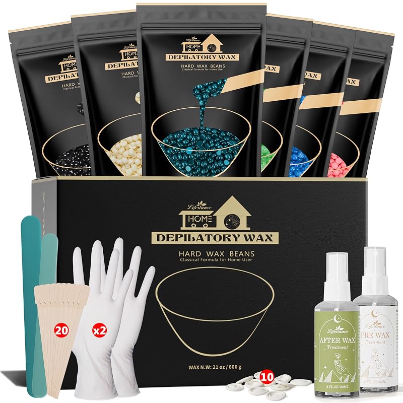 Lifestance Kit de Cera em Pérolas com 6 Tipos e 44 Itens, 600 g