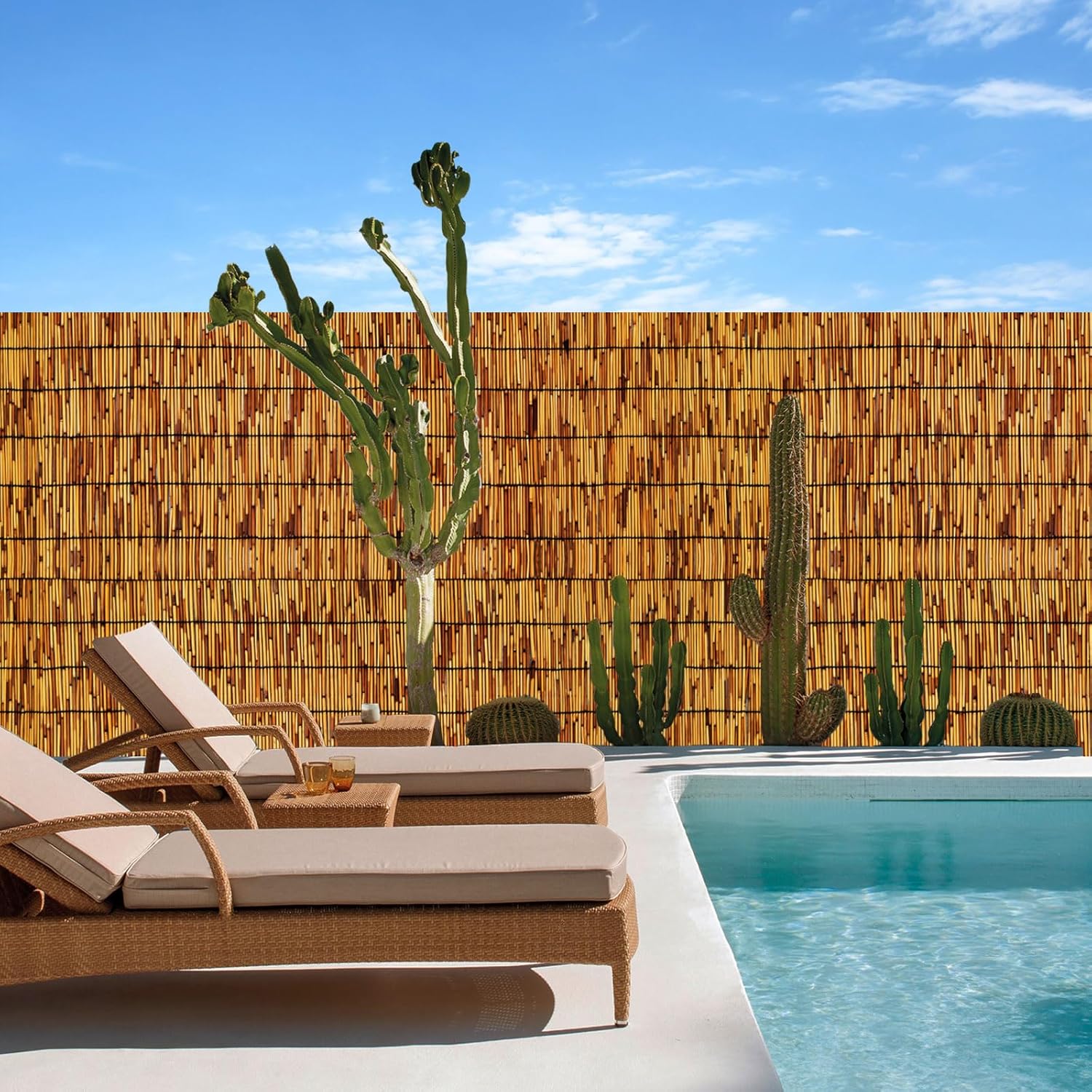 Bamboo Fencing–Handwoven,Bamboo Wall Panel Outdoor Privacy Reed Screening for Garden,Balcony,Backyard,Patio,2ftx16ft