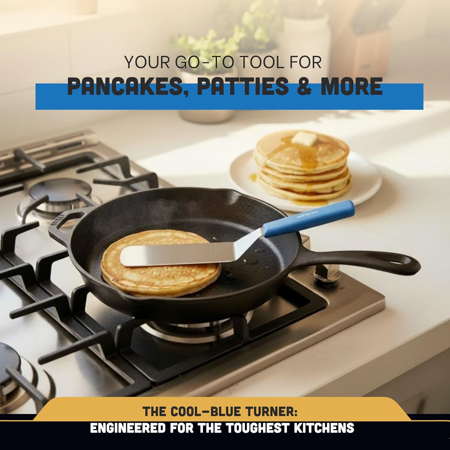 Dexter-Russell S286-8H-PCP Sani Safe Cake Turner | 8" x 3" Stainless Steel Blade | High Heat Resistant Blue Polypropylene Handle | NSF Certified | Made in USA