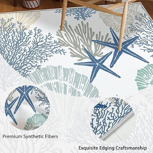 Miniatura 3 de Tritard Alfombras Coastal Area Rugs - Alfombras náuticas con temática de playa, antideslizantes, lavables a máquina, modernas para sala de estar