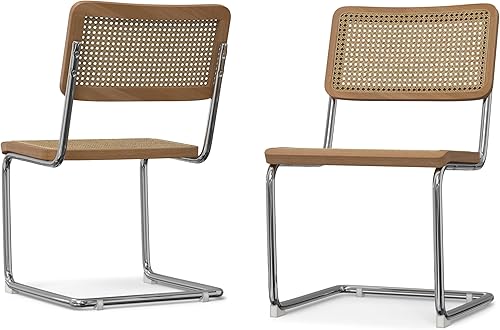 SIMPLIHOME Madalyn Sillas de comedor  Juego de sillas de comedor modernas de madera de haya y ratán natural sin brazos en natural y contemporáneo