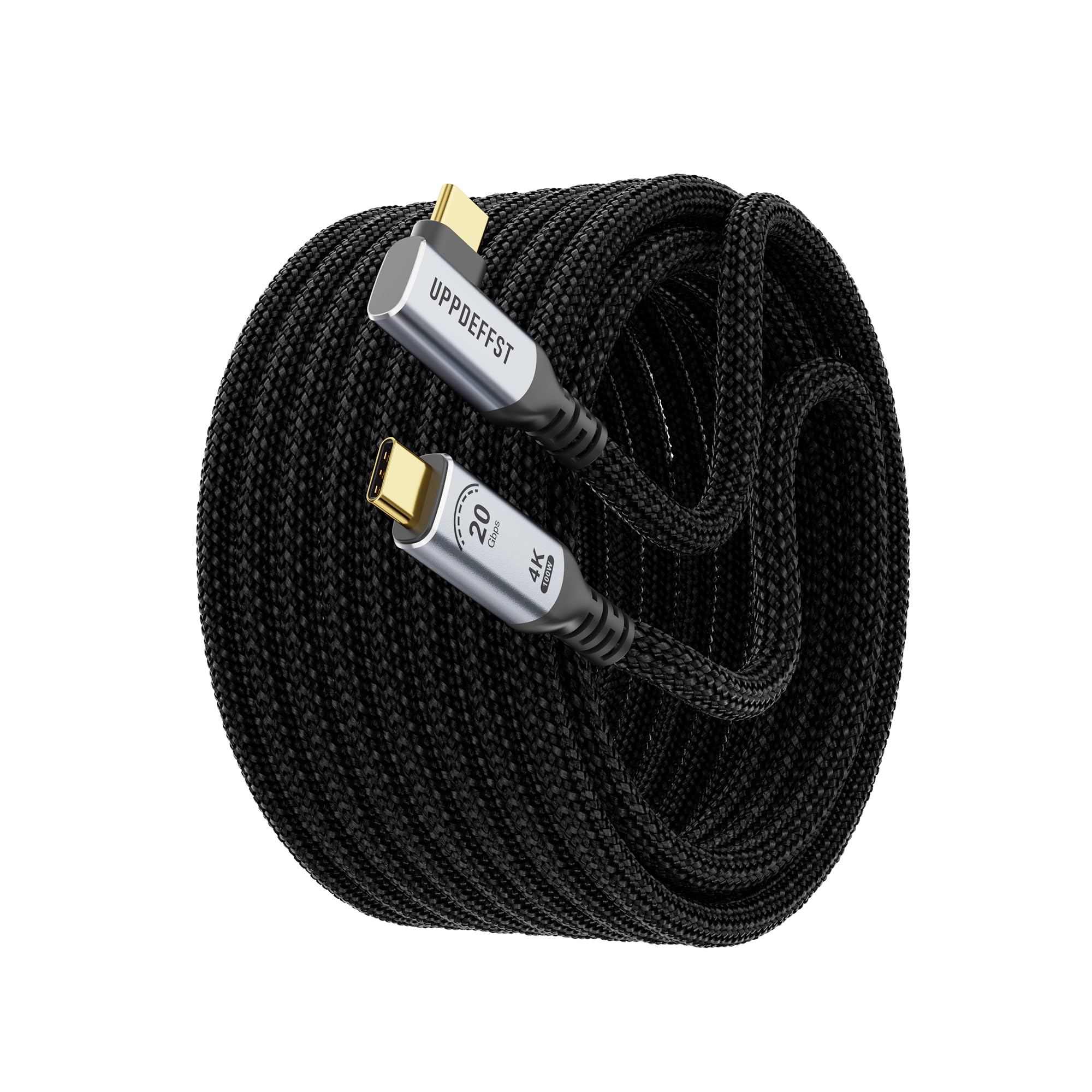 Langes, rechtwinkliges USB C-C 3.2 Gen 2 x 2,20 Gbit/s Datenübertragungskabel, kompatibel mit Thunderbolt 3,90 Grad USB-C auf C Kabel, 100 W Schnellladung, 4K @ 120 Hz Ausgangsmonitor, SSD
