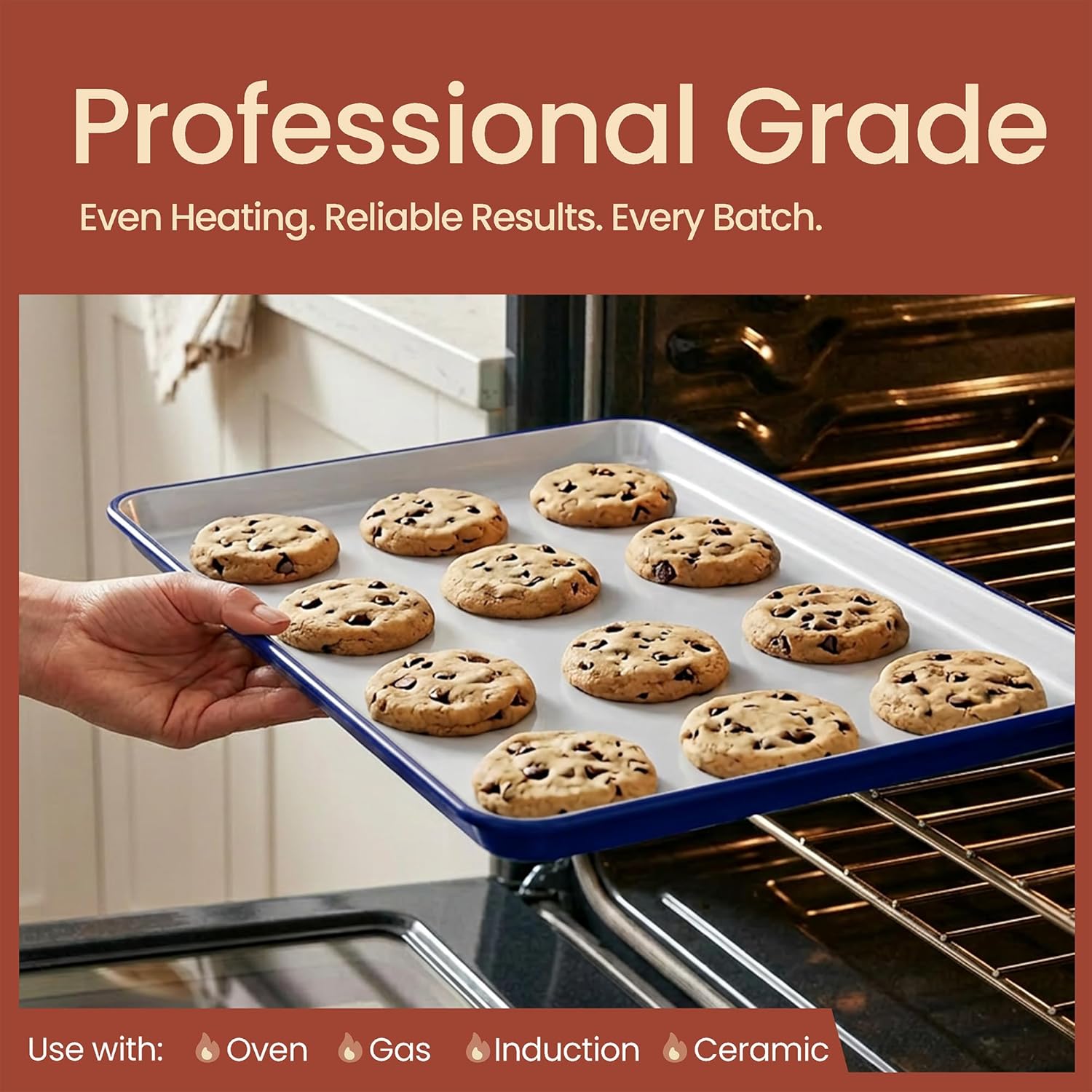 Bakken 8-Piece Stackable Bakeware Set – Ceramic Non-Stick, Oven-Safe Baking Sheets & Pans, PTFE/PFOA/PFOS-Free, Ergonomic Handles, Includes Cooling Rack – Healthy, Non-Toxic Baking Essentials
