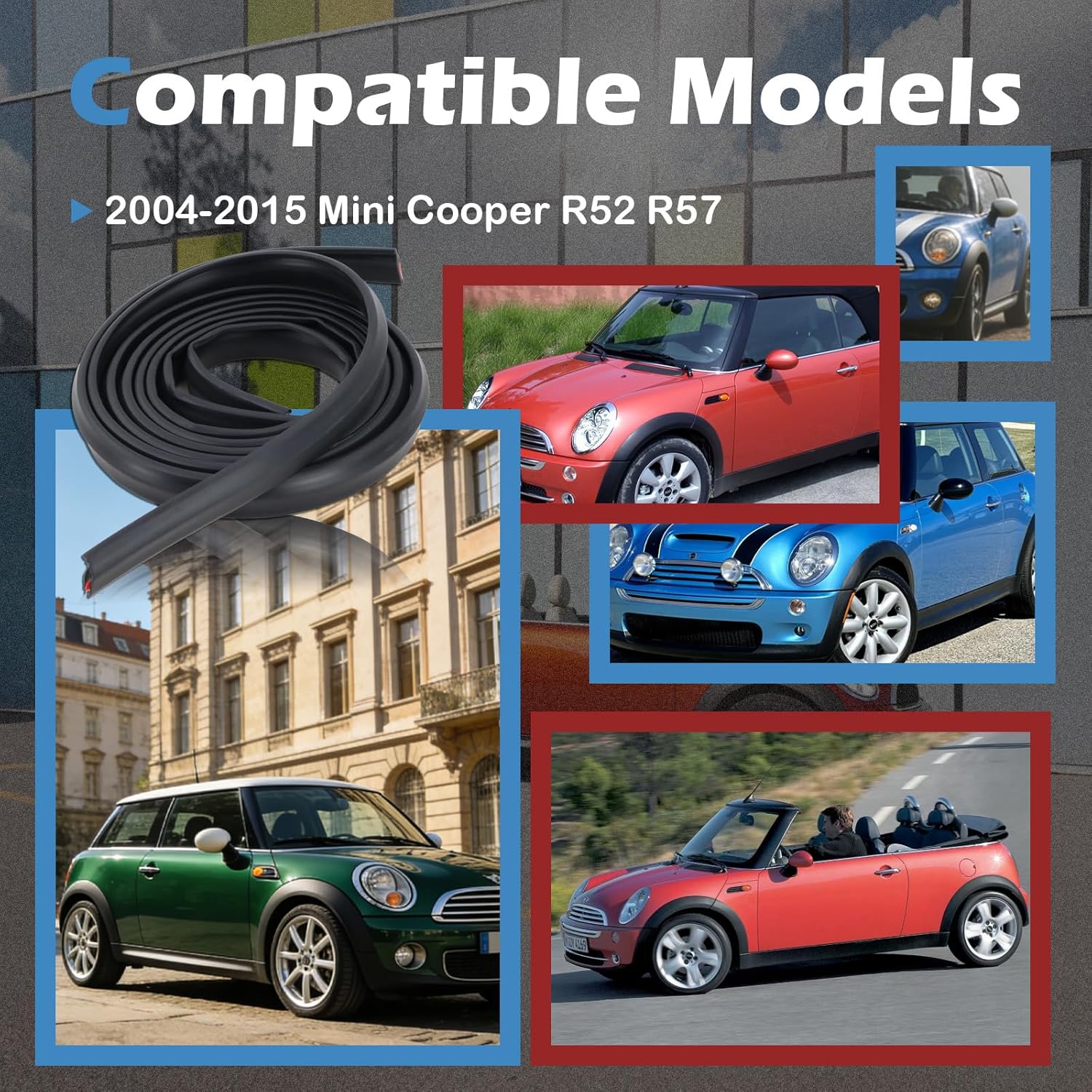 Kefly Roof Weather Seal Repair Set Compatible with 2004-2015 Mini Cooper R52 R57, Replacement 51137123437 51137123438 54342758117 54342758118 54347375319 54347375320