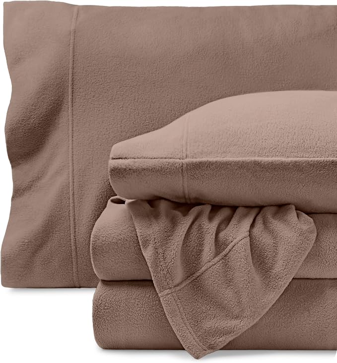 Bare Home Super Soft Fleece Sheet Set - Queen Size - Extra Plush Polar Fleece, No-Pilling Bed Sheets - All Season Cozy Warmth (Queen, Taupe)