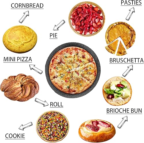 Miniatura 23 de Pan para hornear pan de hamburguesa Eclair perforado hojas de disco redondo de malla de silicona molde de 8 pan forma de círculo cónico