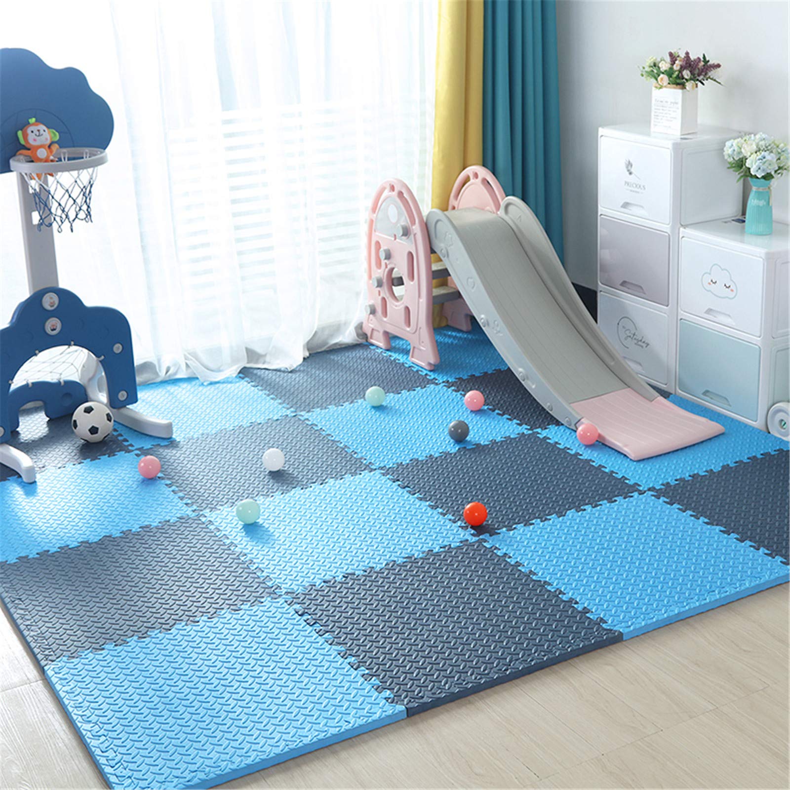 Foam Interlocking Floor Mats Soft EVA Interlocking Gym Floor Mats with Edgings Extra Thick 2 0CM Water-Proof Reversible