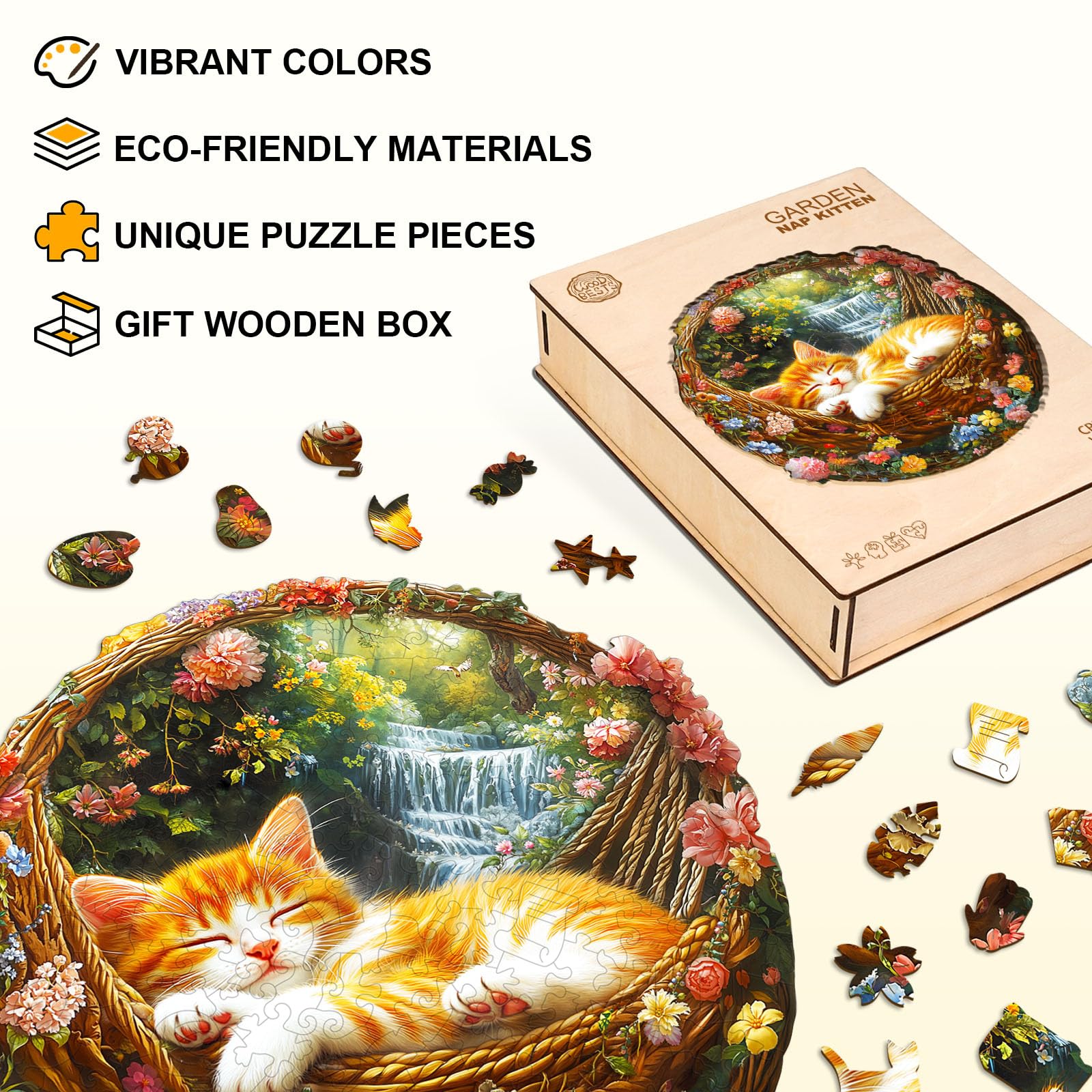 Hakumata Wooden Puzzle Adults Cats Sleeping, 280 Pieces Wooden Puzzle Gift Box - Image 4