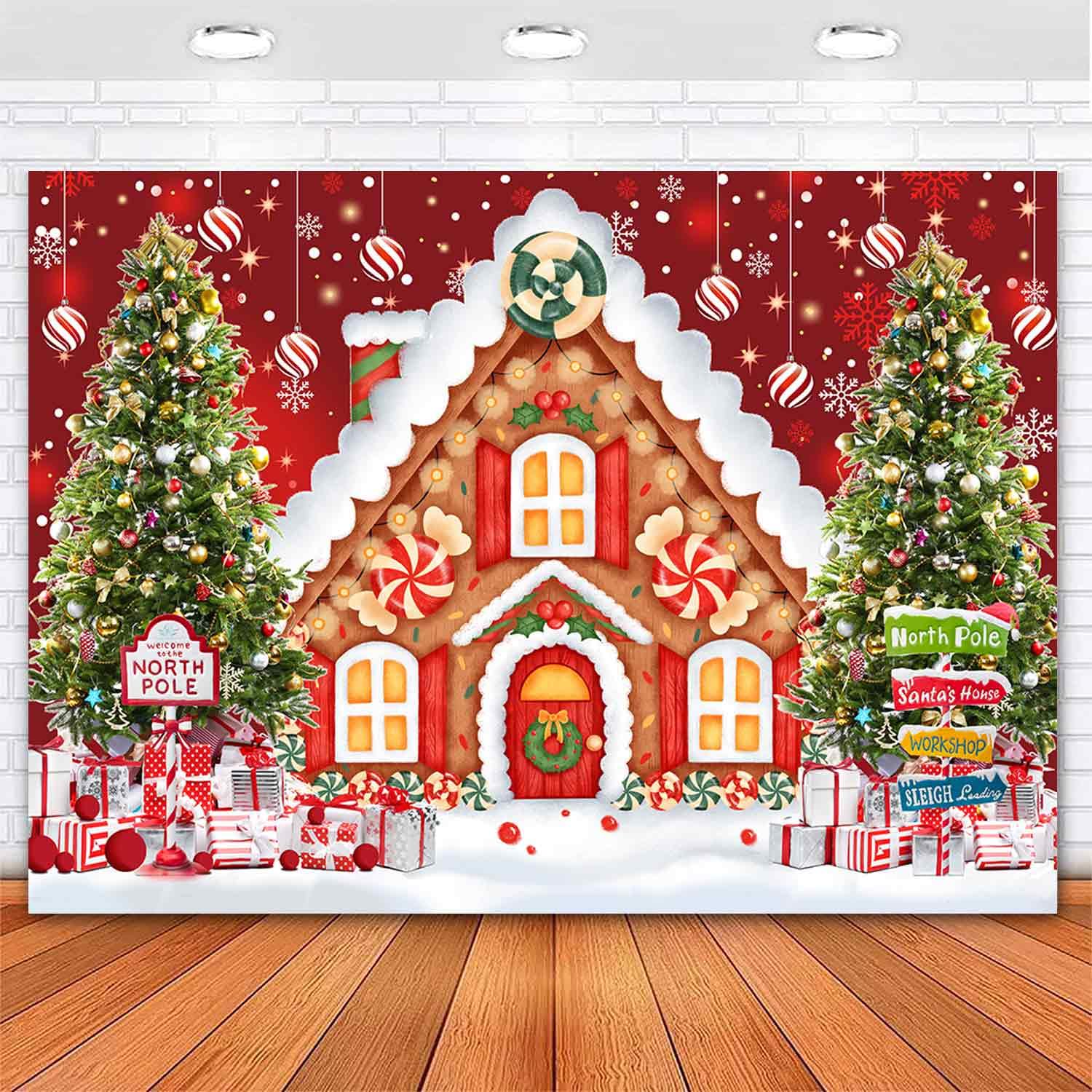 Amazon.com : Sensfun Christmas Gingerbread House Backdrop Cookie