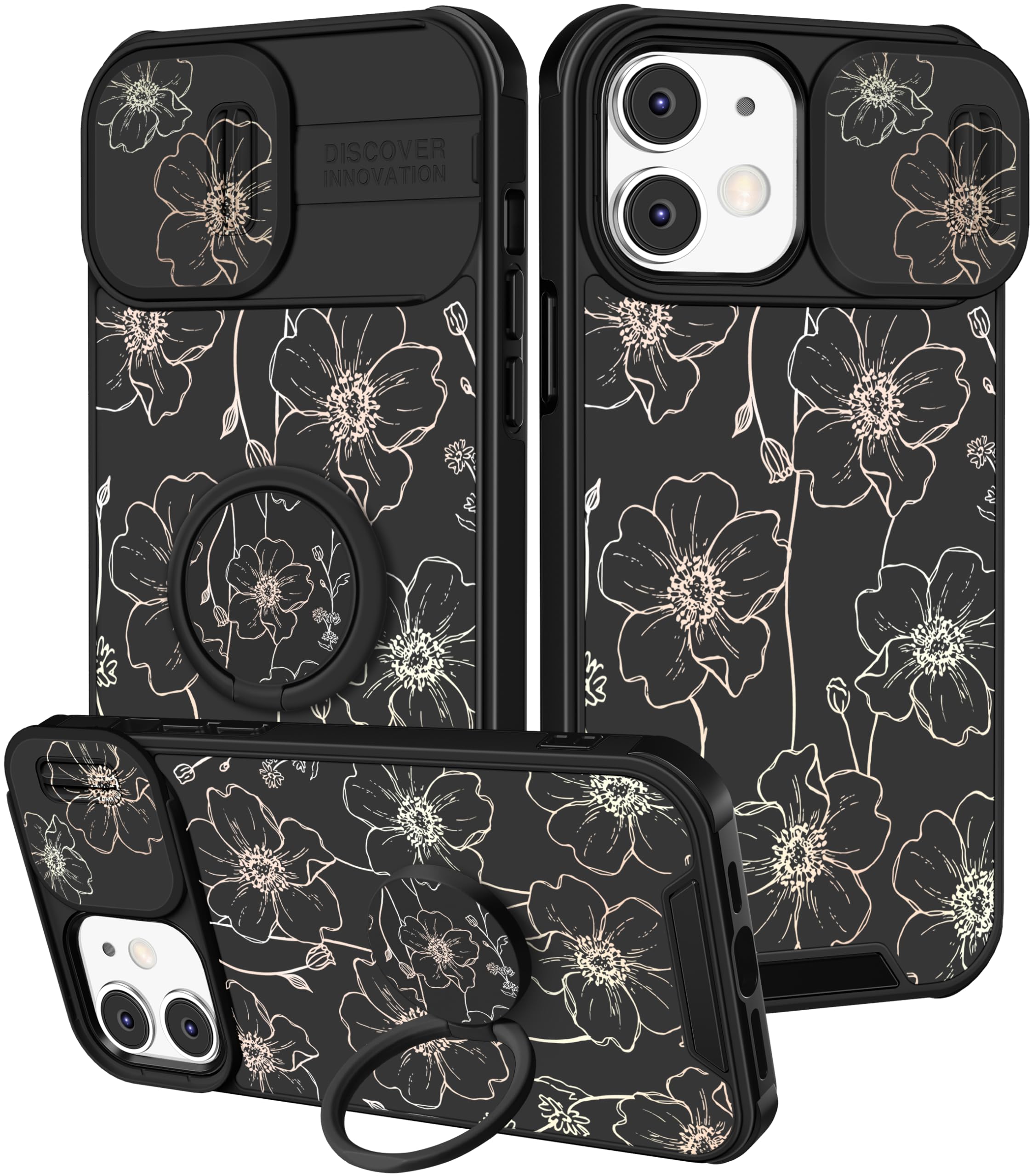 Funermei for iPhone 12/for iPhone 12 pro Case - Women Girls Cute Phone Cover Girly Pretty Aesthetic Floral Flower Unique Design with Camera Cover Funda for Apple for iPhone 12/for iPhone 12 pro