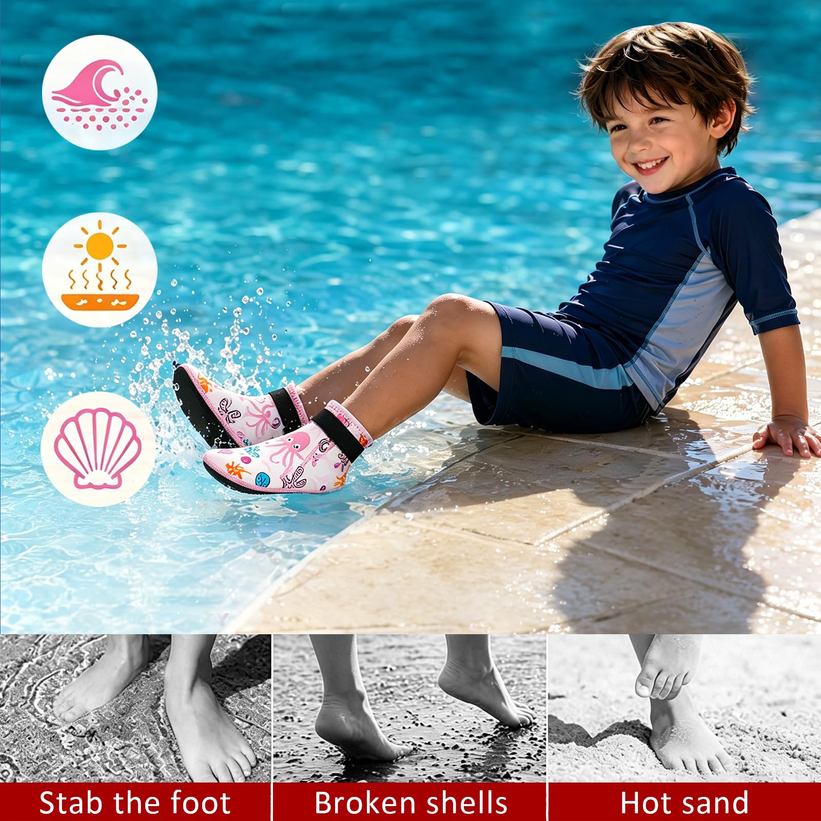 Calzini da nuoto in neoprene per ragazze e ragazzi, calze subacquee per sport acquatici, scarpe antiscivolo, scarpe da surf, piscina, vacanze indispensabili