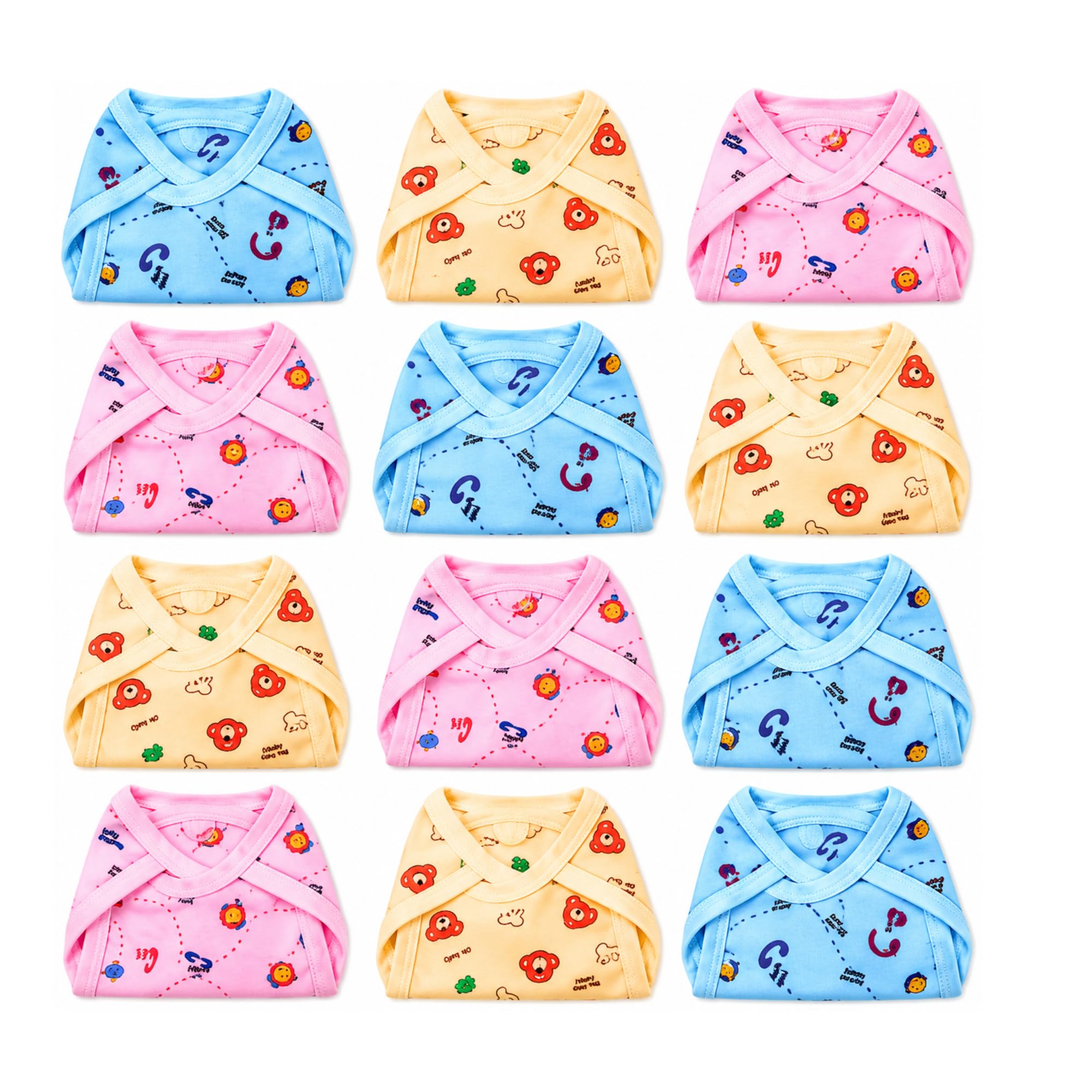 Newborn Baby Cotton Cloth Diapers/Langot/Nappies for 0-6 Months, Soft Breathable Reusable & Washable Cotton Nappies for Infants, Multicolor Pack of 12-image-3