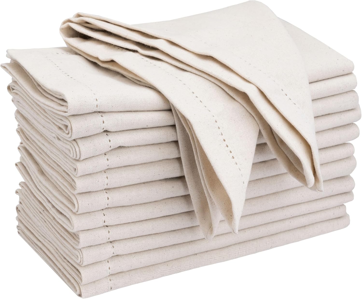 Set of 12 100% Cotton Napkins, Cloth Napkins, Classic Hemstitched Dinner Napkin, Natural Washable Napkins for Wedding, Dinner & Home Décor 20x20 Farmhouse Dinner Napkins Washable