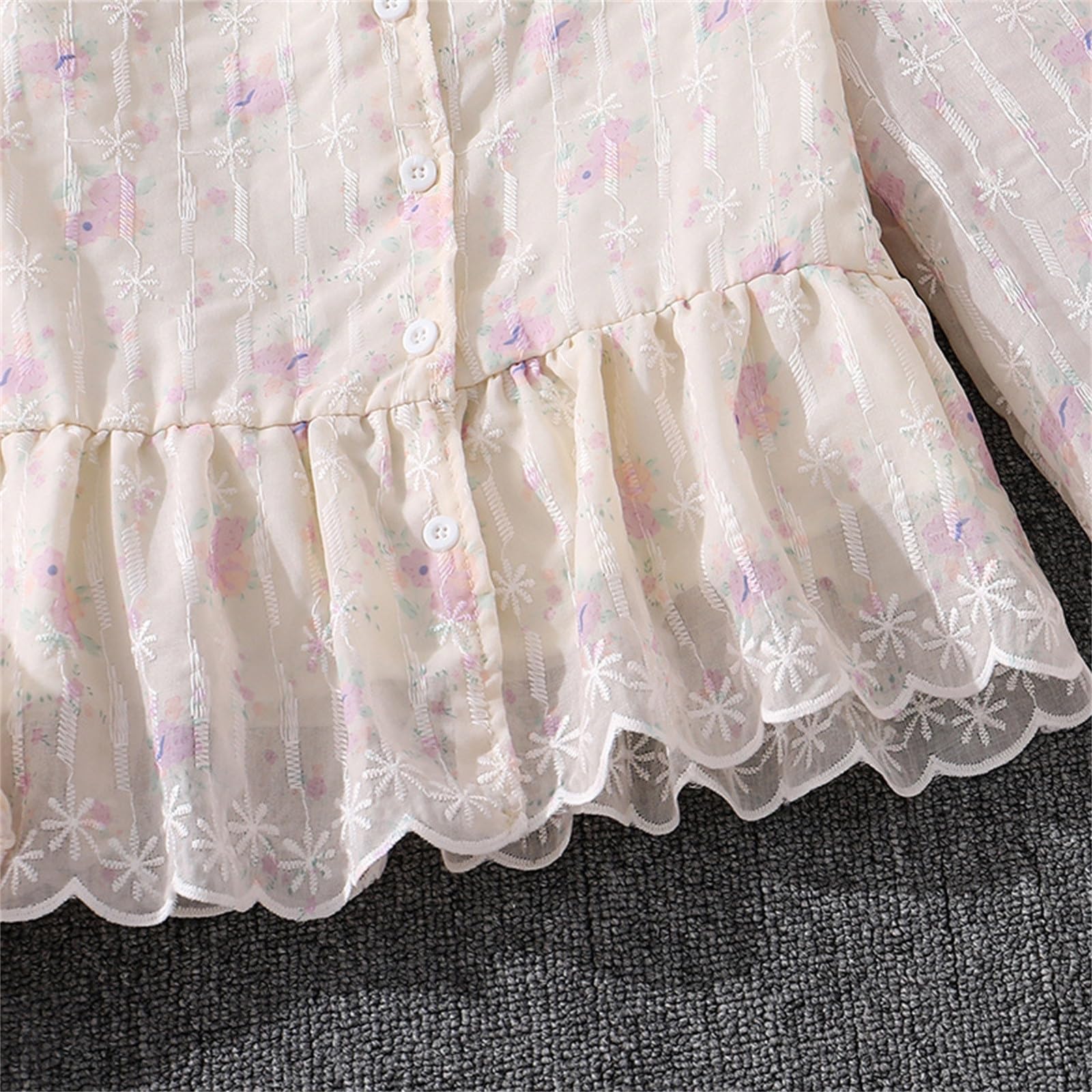 Conjunto de blusa de encaje para niña, top liso holgado informal con pantalones largos de pierna ancha.