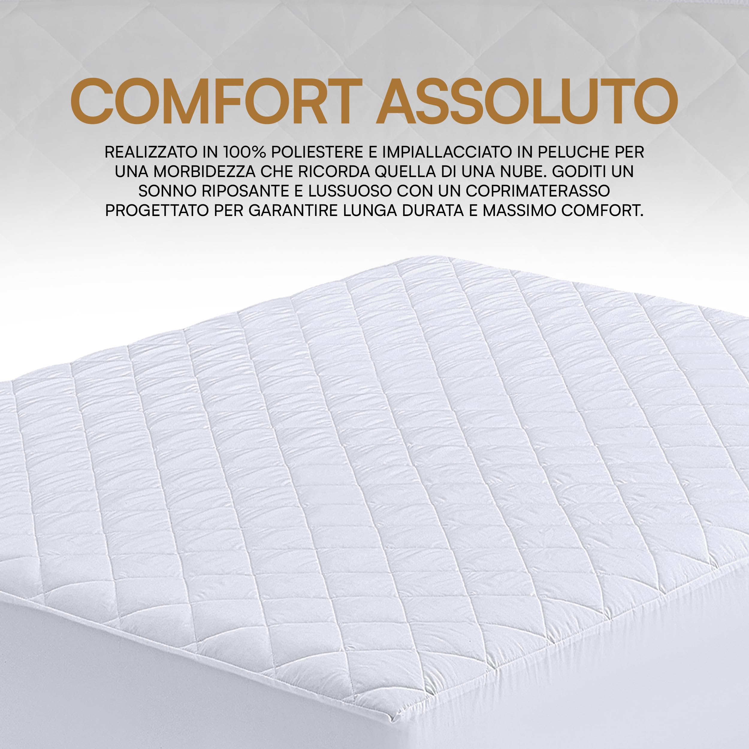 Utopia Bedding Coprimaterasso Trapuntato, Gonna Elastica Coprimaterasso, Vestibilità Extra Profonda Fino a 30 CM con Motivo a Diamante (160x200 cm, Bianco)
