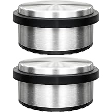 Stainless Steel Door Stops by Smith s  | 10.3CM D x 4.8CM H / 2 Pack | Round Heavy-Duty Metal, Chrome, Satin, Silver Door Stoppers | Ultimate Door, Wall, Floor, Skirting Board Protection