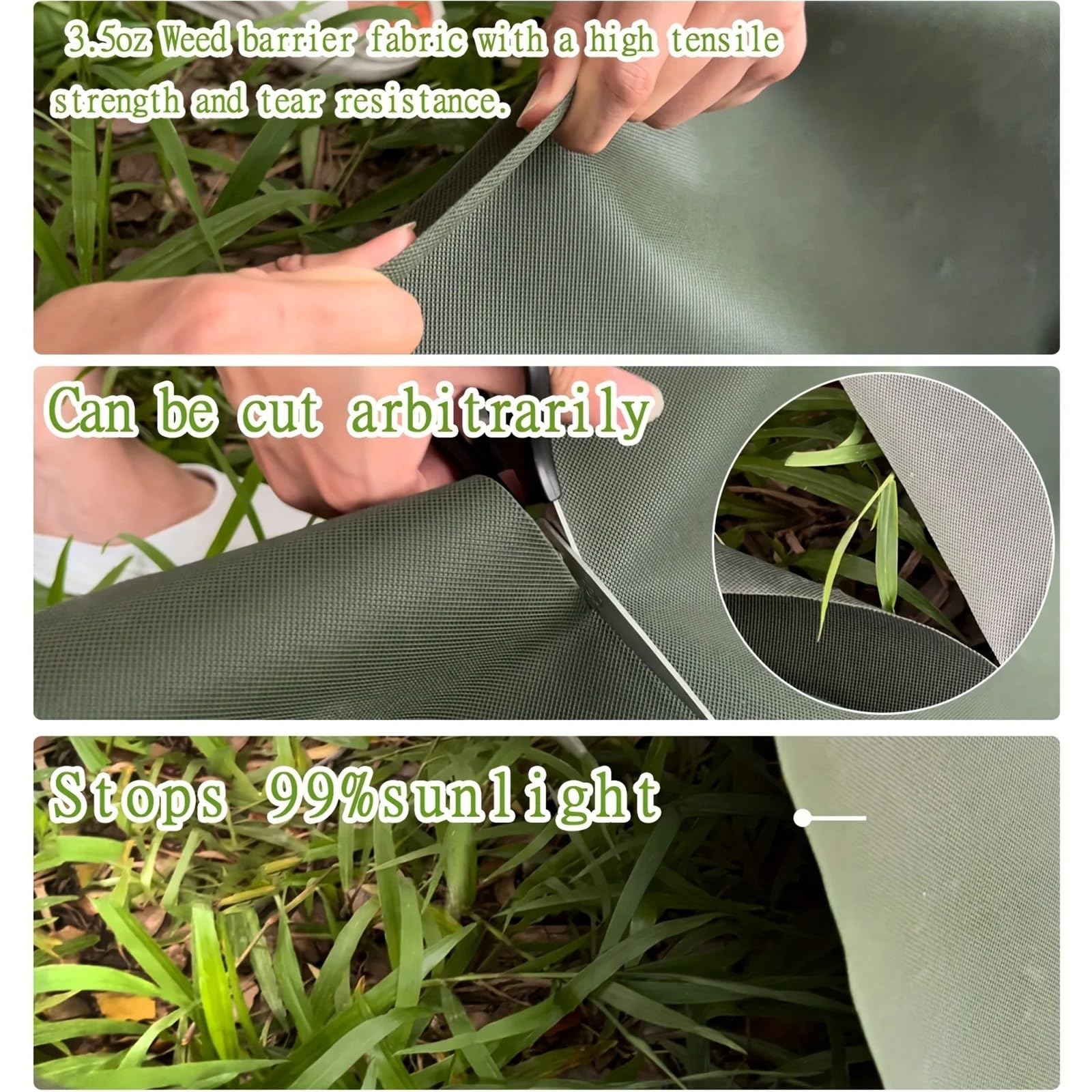 Malla Antihierbas Revestimiento de Suelo no Tejido Resistente, Barrera contra Malas Hierbas, Verde, Adecuado for Jardines, Patios, Granjas y huertos(0.8Mx10M)