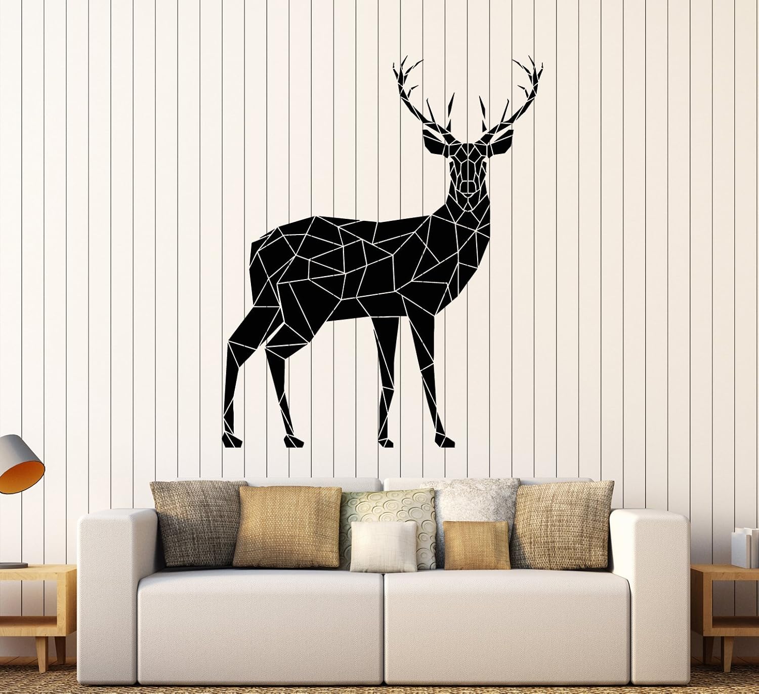 Vinyl Wall Decal Deer Geometric Tribal Forest Animal Polygonal Stickers Large Decor (2531ig) Black
