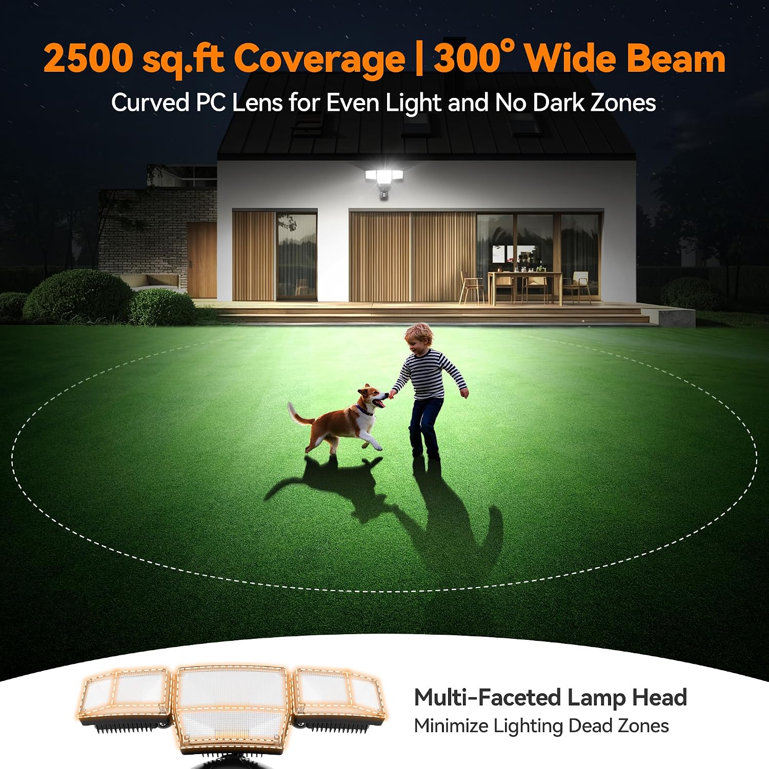 85W 10000LM Motion Sensor Outdoor Lights, 4-Head Super Bright LED Security Light, 5000K Daylight, IP65 Waterproof Hardwired Motion Detector Flood Lights Outdoor for Garage, Yard (Black) thumbnail