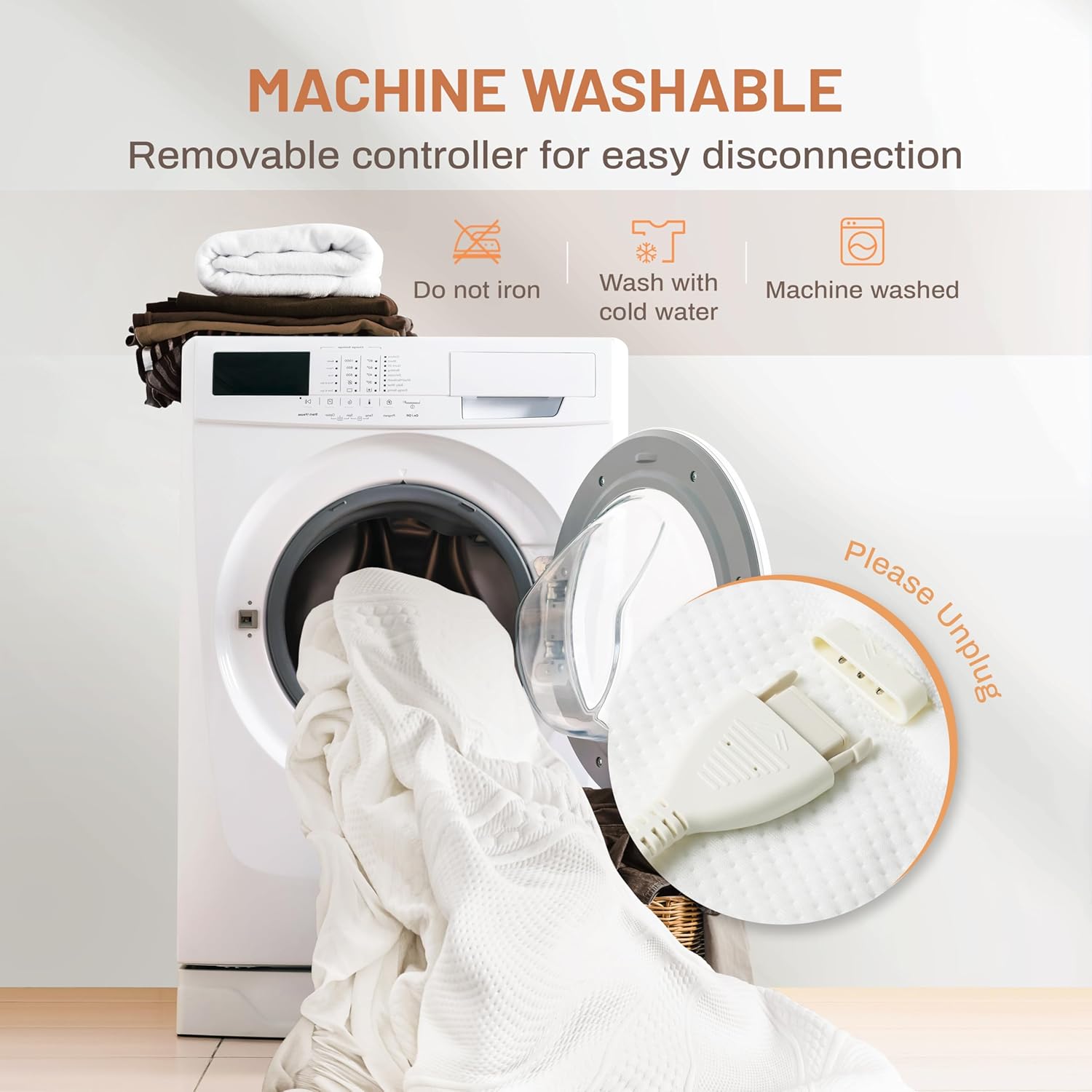 Heated Mattress Pad Queen Size-Dual Controllers Electric Mattress Pad with Deep Pocket,6 Heat Settings & 2-10 Auto Shut Off Electric Bed Warmer,ETL Certified,Machine Washable,(White) - Image 7