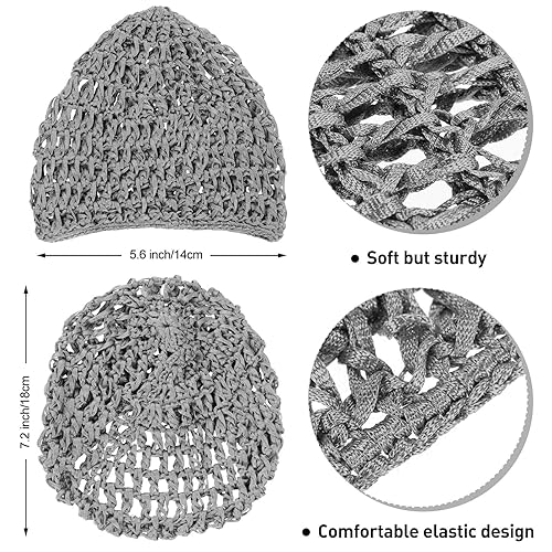 Miniatura 3 de 6 piezas de malla de ganchillo para el pelo de rayón tejido de red gruesa y corta para mujer, adorno para dormir, Negro, azul, rosa, morado, gris,