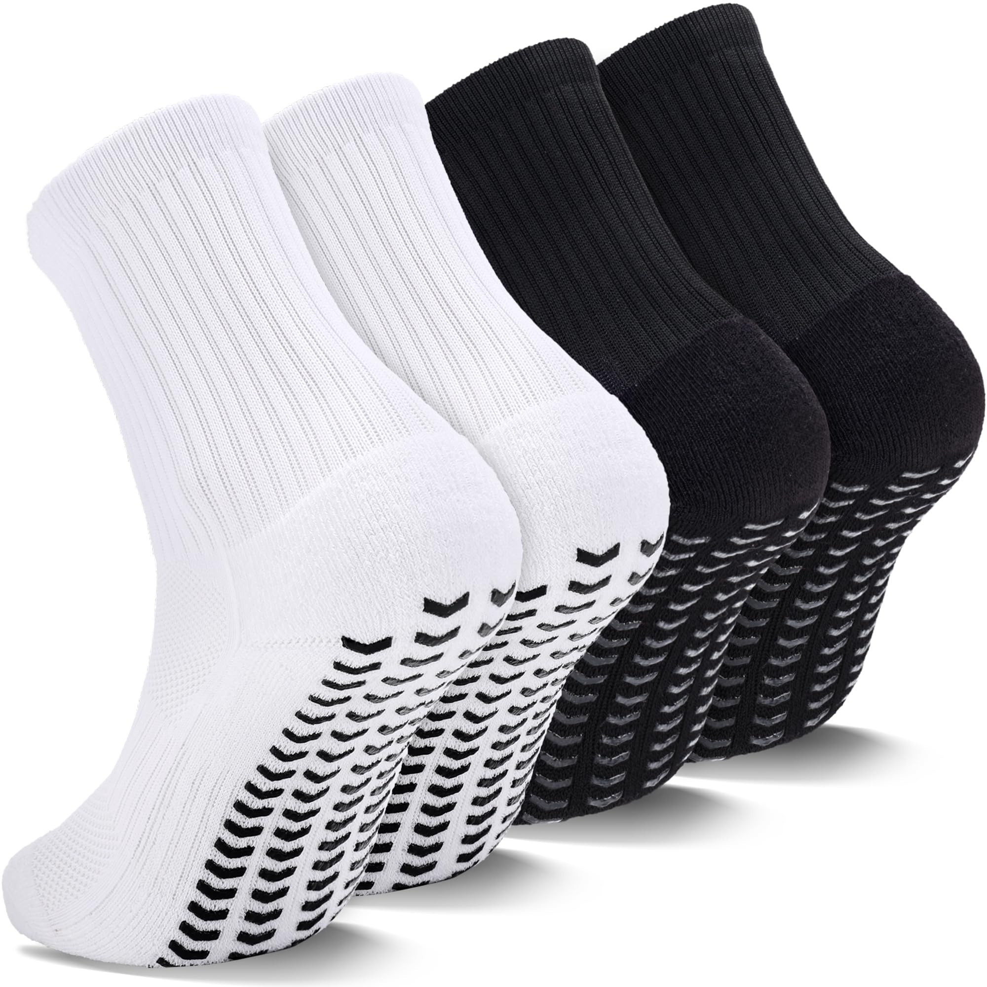 2/4 Pairs Kids Youth Grip Soccer Socks Cushioned Non Slip Athletic Sports Socks for Boys Girls Football Basketball