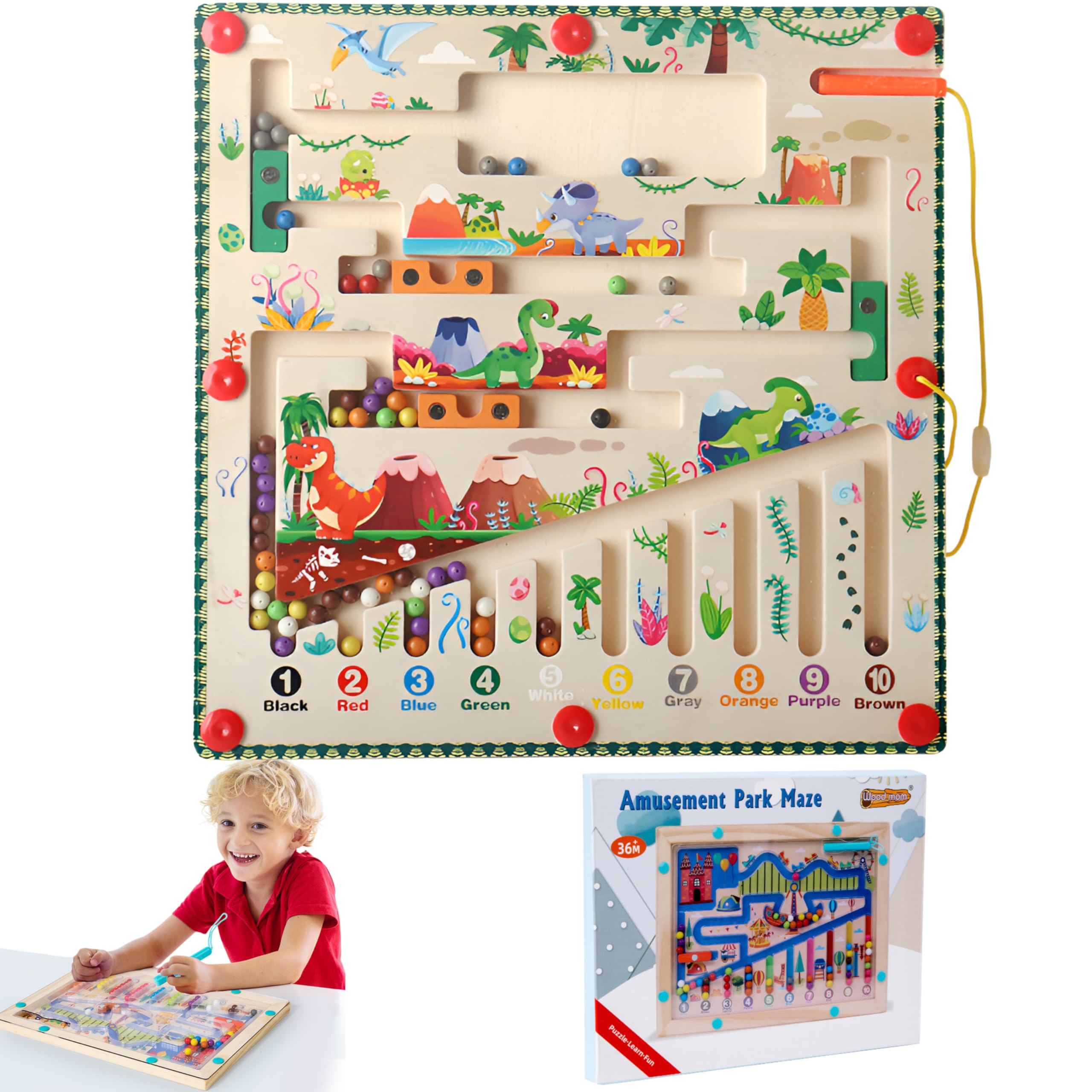 Amazon | 迷宮ボール 知育 おもちゃ 木製磁気迷路 多機能マグネット