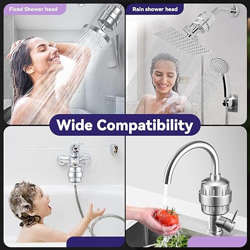 Miniatura 7 de Filtro de ducha, cabezal de ducha filtrado de 20 etapas para agua dura, filtro de cabezal de ducha con 2 cartuchos reemplazables para eliminar el