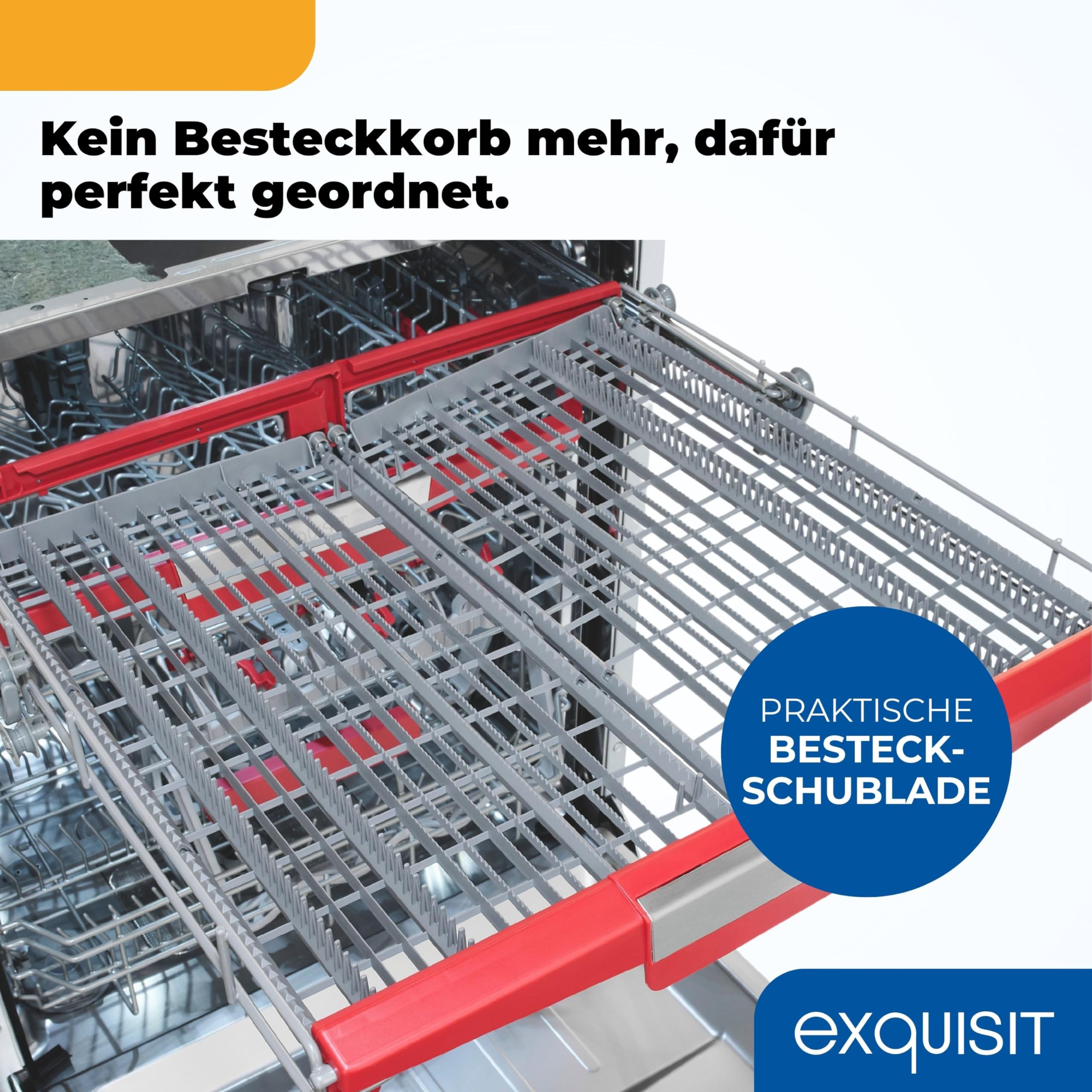 Exquisit Einbaugeschirrspüler 60cm Vollintegriert - 14 Maßgedecke & Inox | Besteckschublade, LED-Bodenlicht, Aquastop, 8 Spülprogramme, Automatischer Türöffner EGSP9614-E-031B, 24h Startzeitvorwahl