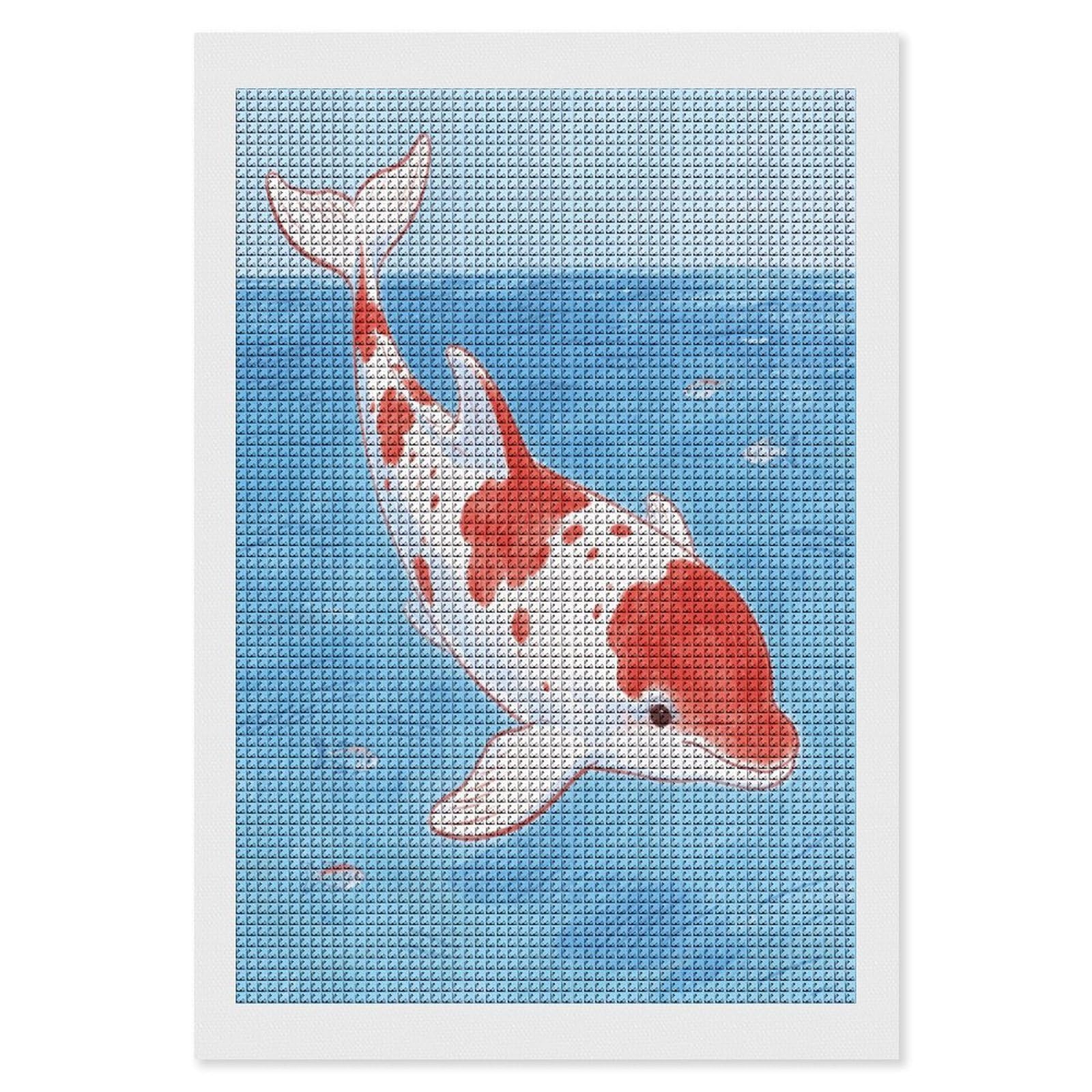 FodPand Red and White Dolphins Diamond Painting Kit for Beginner Fun 5D DIY Crafts for Adults Diamond Art Kits Square Diamond Art Canvas Painting Gem Art Crafts for Home Wall Decor 8"x12"
