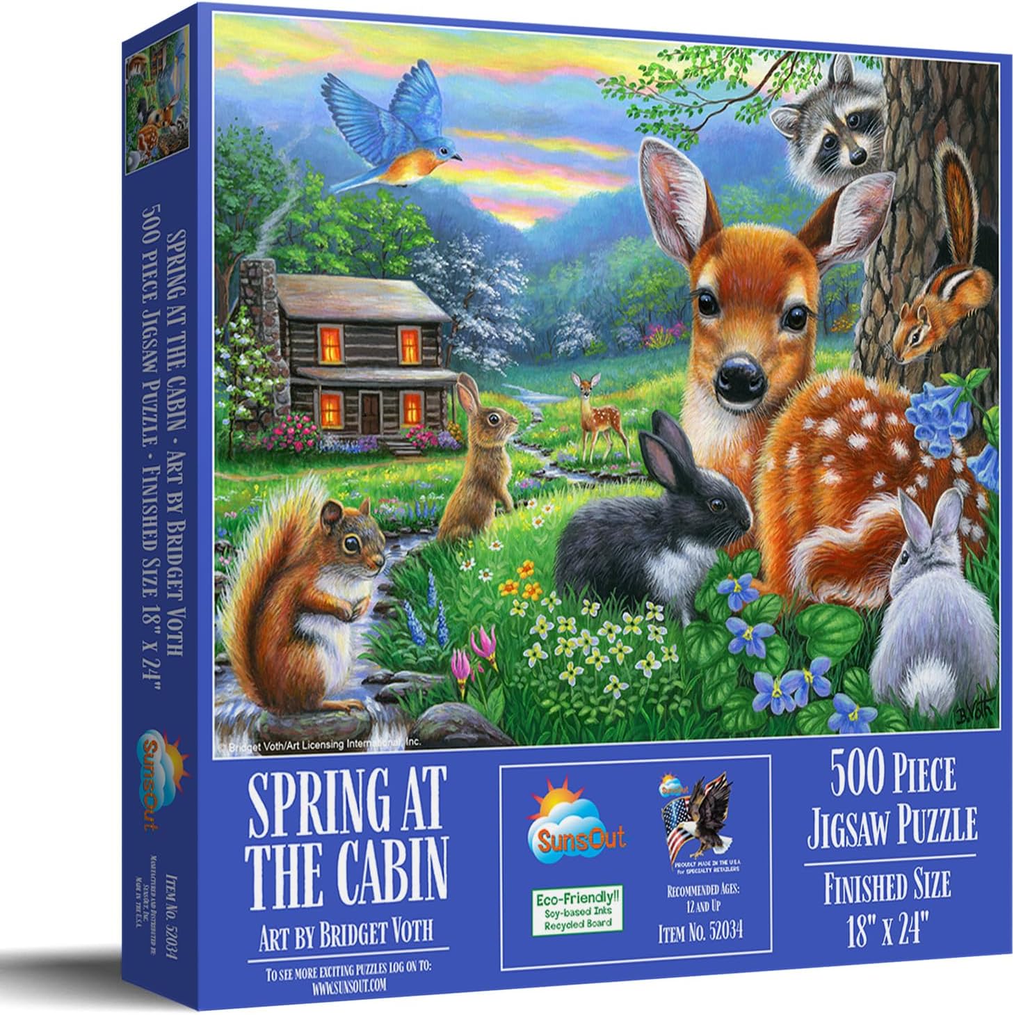 SUNSOUT INC - Spring at the Cabin - 500 pc Jigsaw Puzzle by Artist: Bridget Voth - MPN # 52034