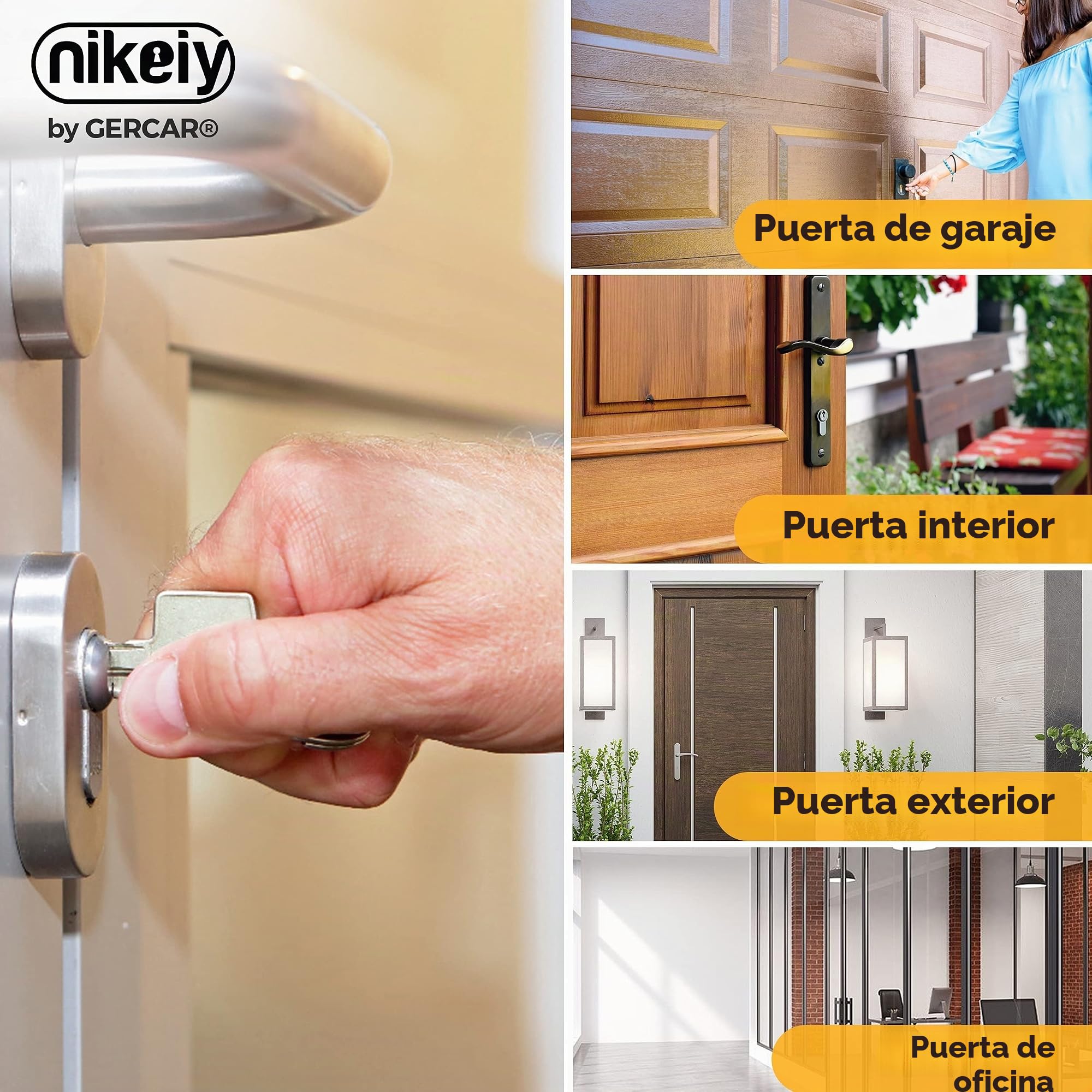 GERCAR 6 cilindros cilíndricos de cierre uniforme 35/35 incl. 30 llaves, cilindro de 70 mm, cerradura de puerta con función de emergencia y peligro, juego de 3 unidades de cierre uniforme – Longitud: