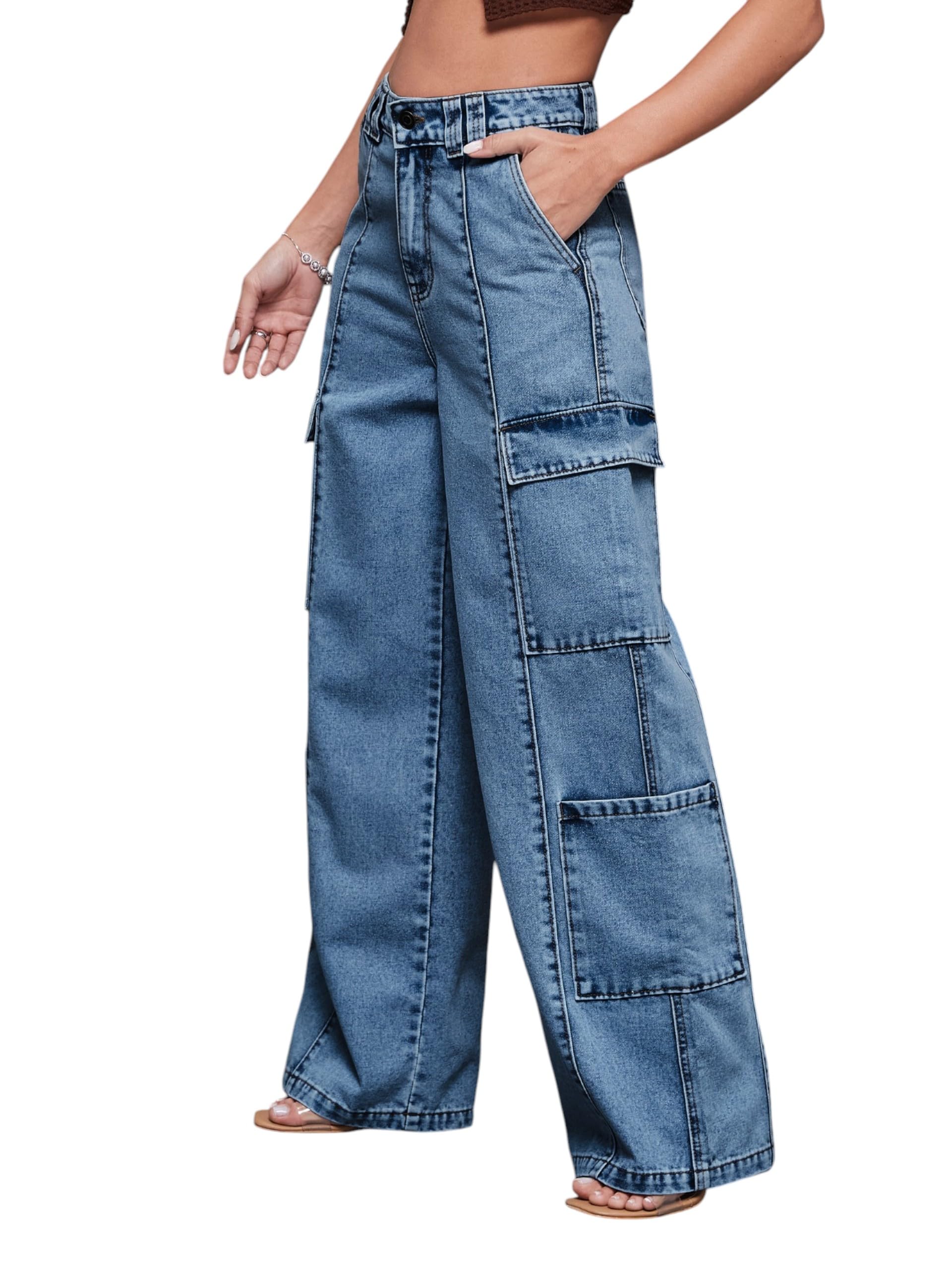 miss chase Women's Wide Leg High Rise Regular Length Denim Pant-picture-49